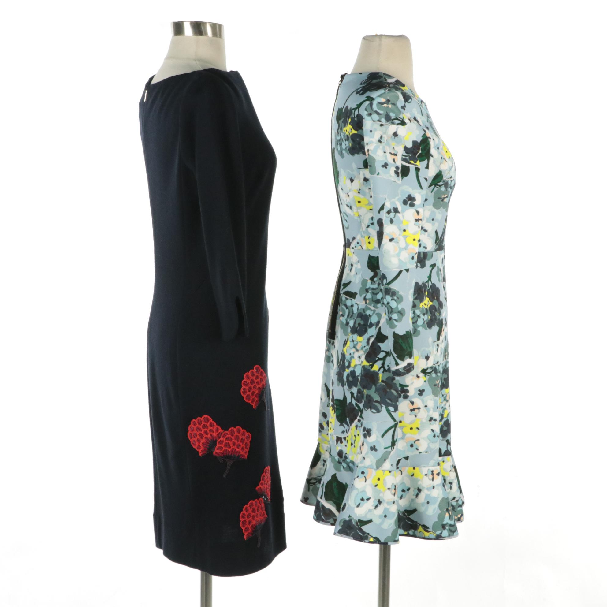 Tory Burch Sequin Embellished Wool Midi Dress & Erdem "Judy" Knee-Length Dress