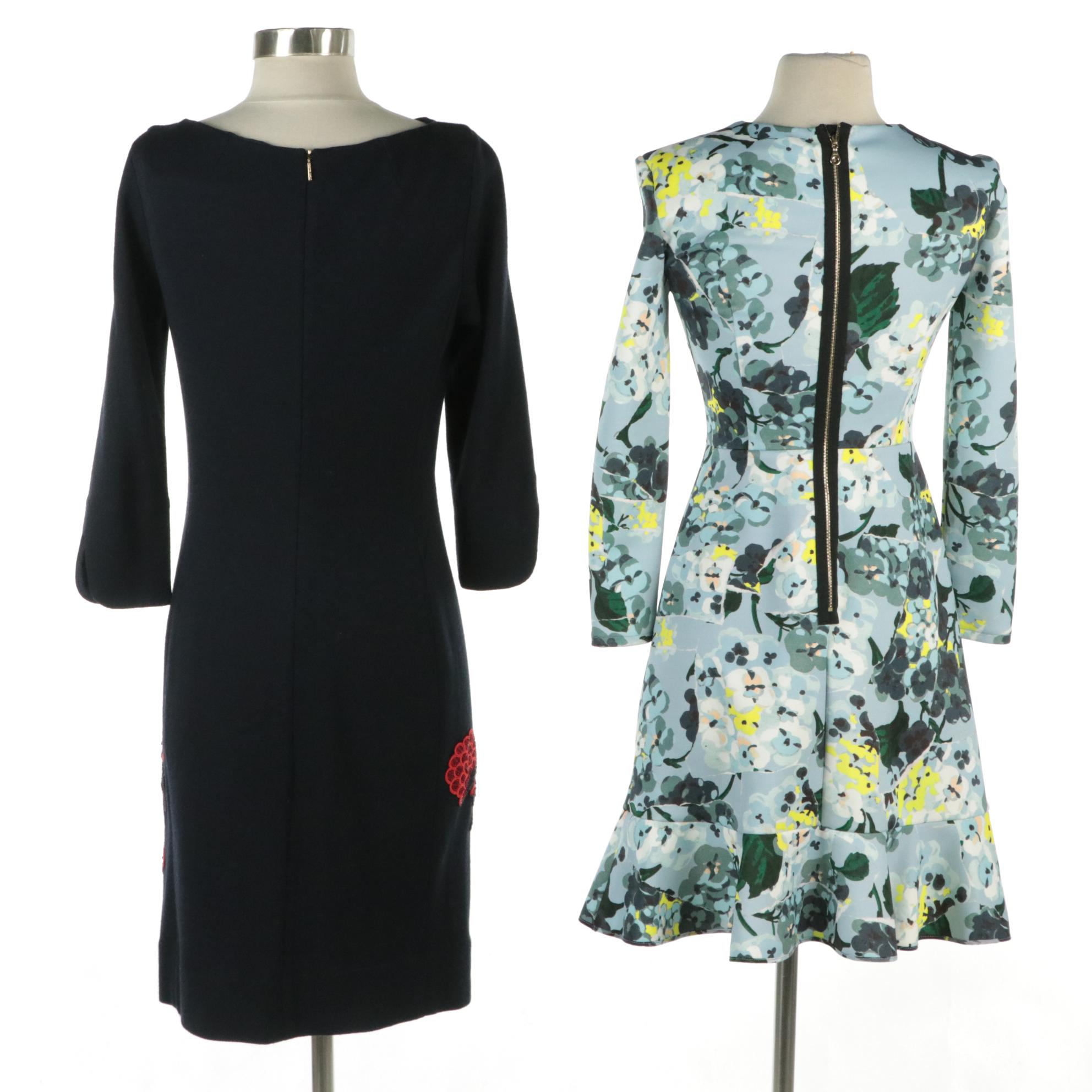 Tory Burch Sequin Embellished Wool Midi Dress & Erdem "Judy" Knee-Length Dress