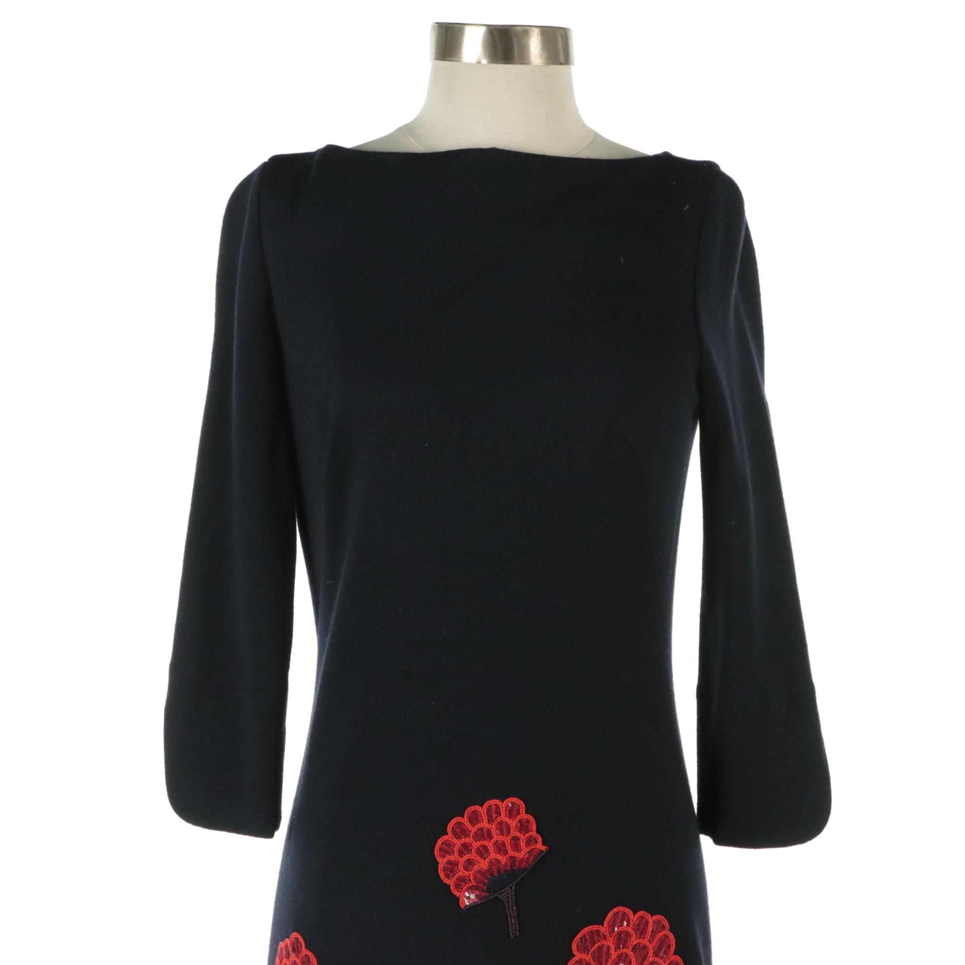 Tory Burch Sequin Embellished Wool Midi Dress & Erdem "Judy" Knee-Length Dress