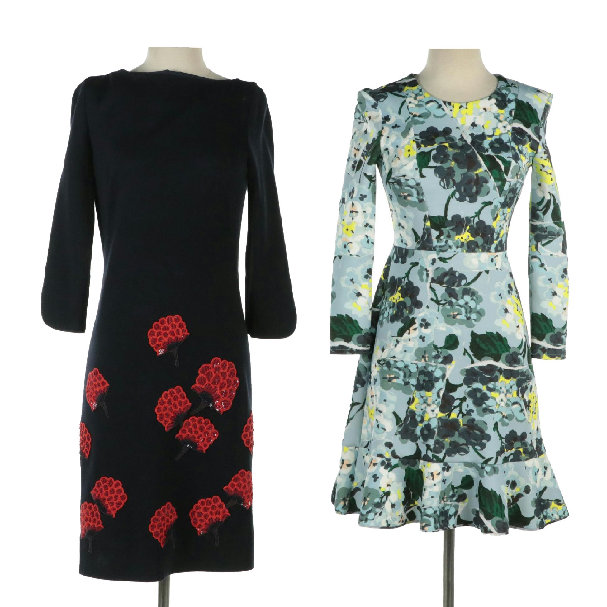 Tory Burch Sequin Embellished Wool Midi Dress & Erdem "Judy" Knee-Length Dress
