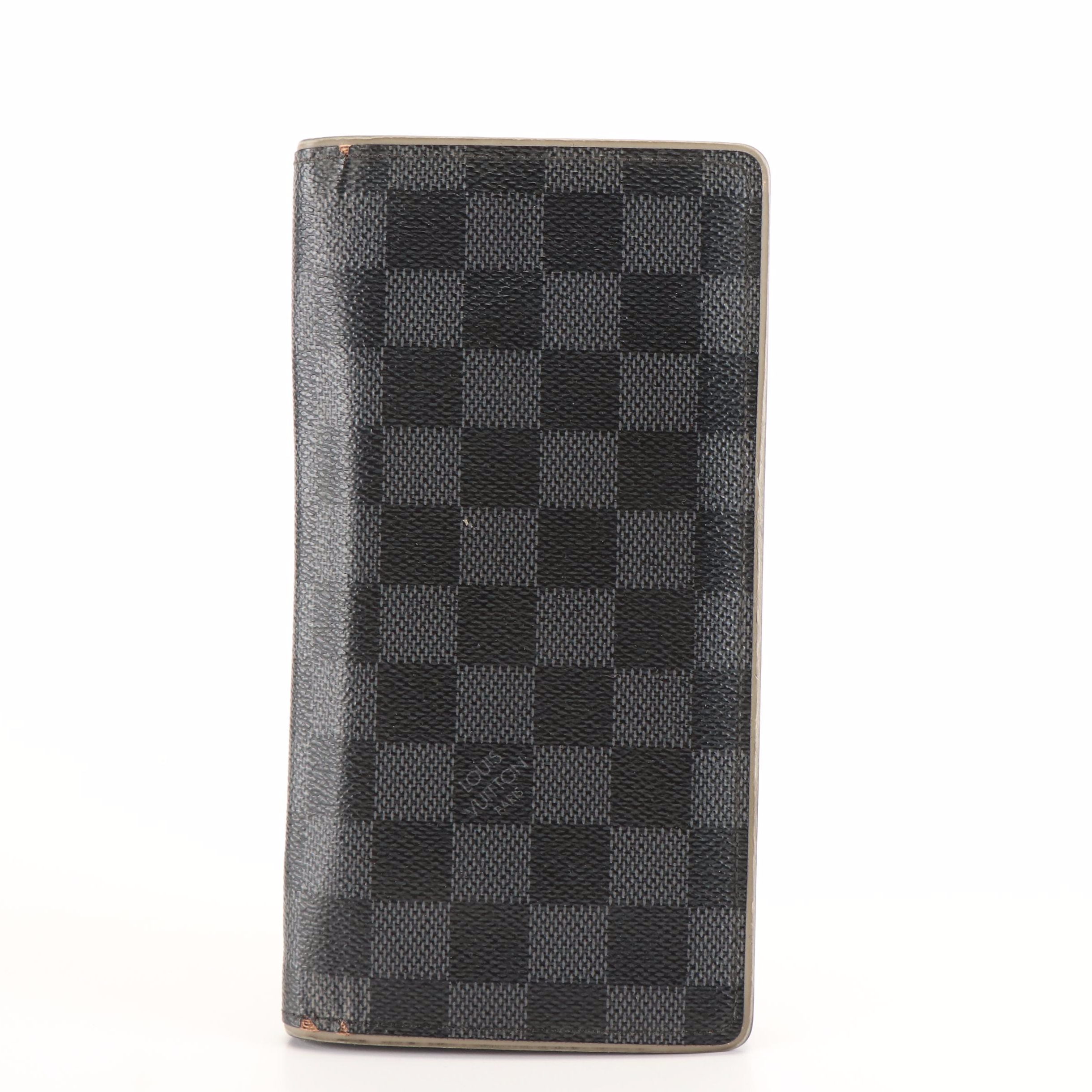 Louis Vuitton Brazza Wallet in Daimer Graphite Coated Canvas and Gray Leather
