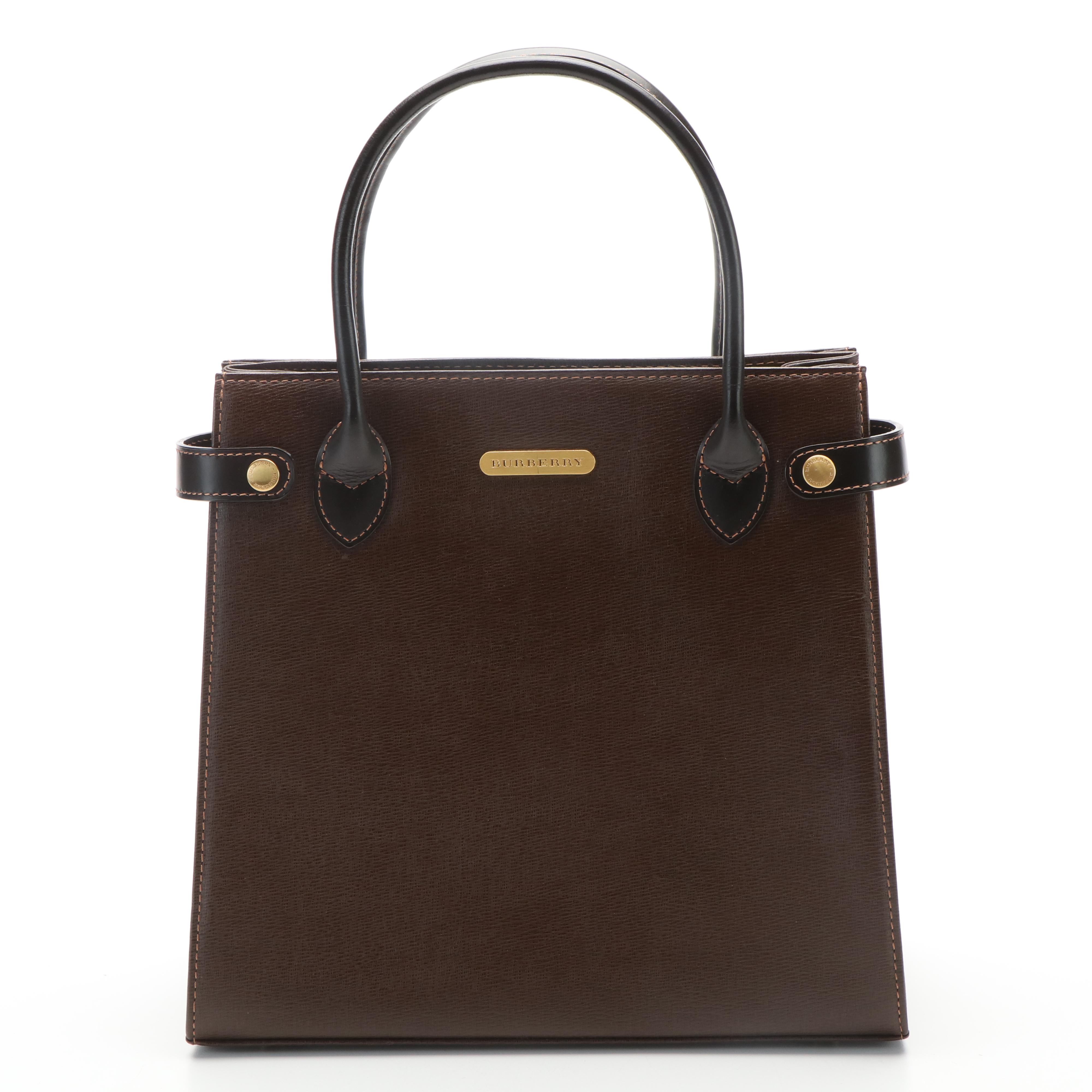 Burberry Brown Leather A Frame Tote Bag
