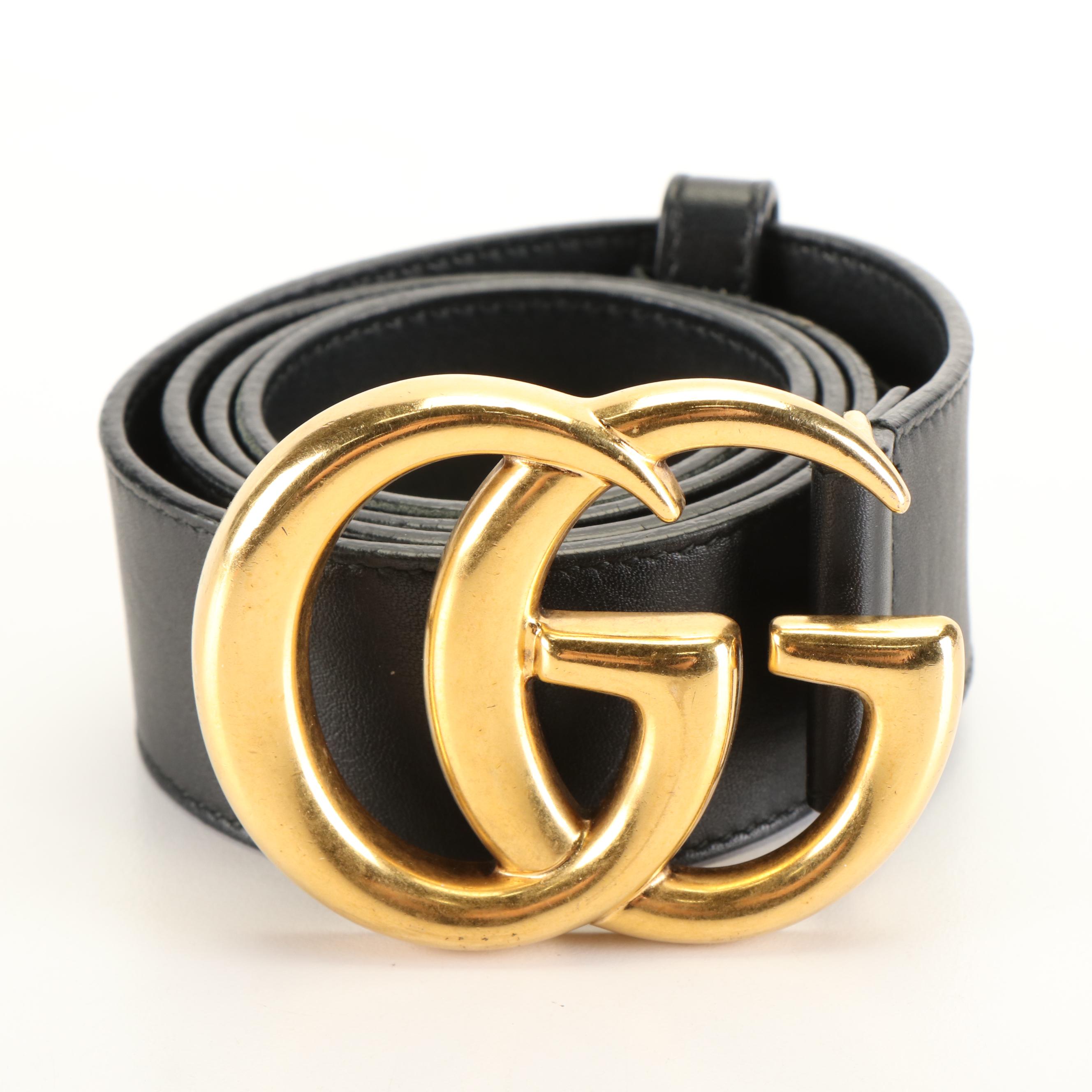 Gucci GG Black Leather Belt