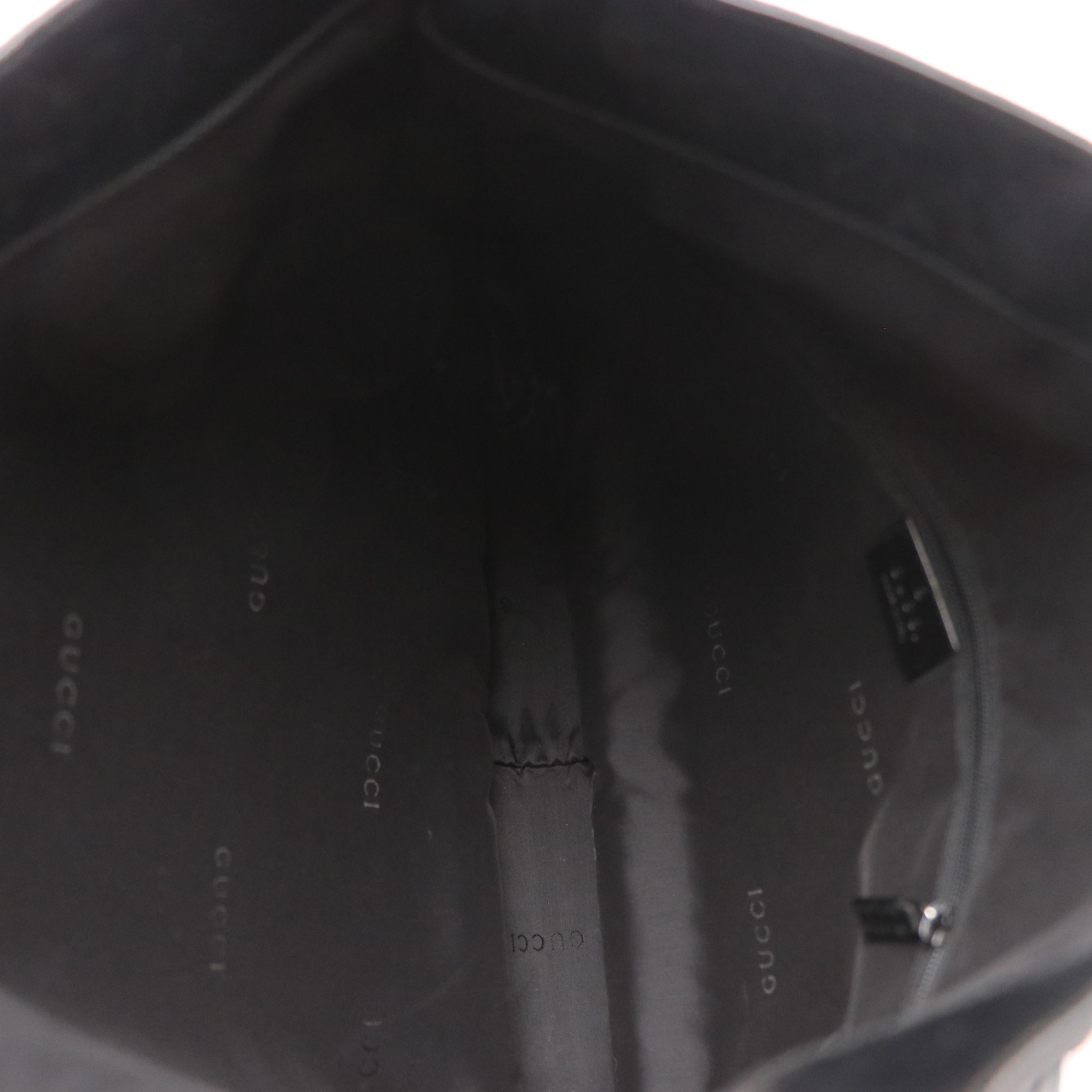 Gucci Bamboo Handle Two-Way Bag in Black Canvas and Leather Trim