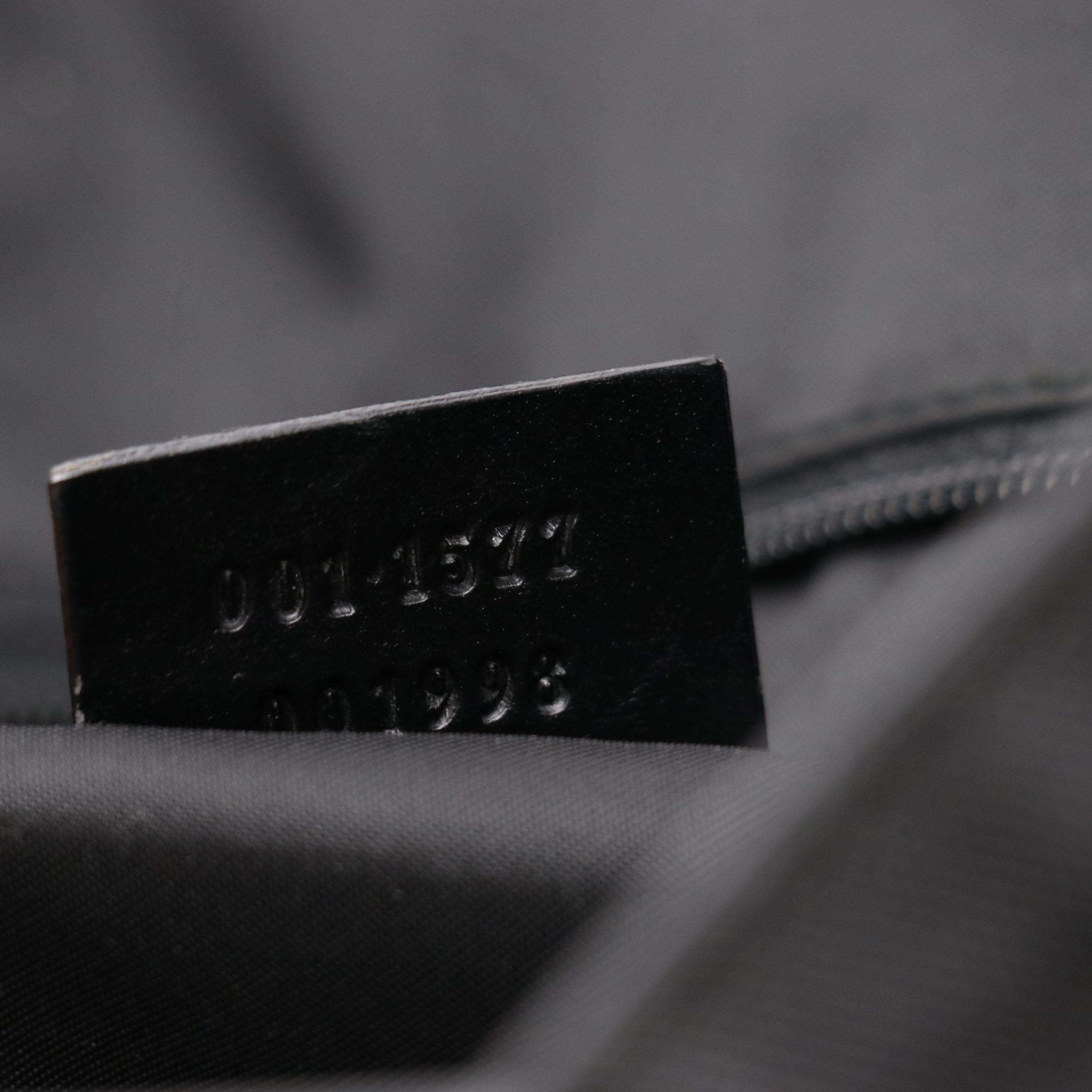 Gucci Bamboo Handle Two-Way Bag in Black Canvas and Leather Trim