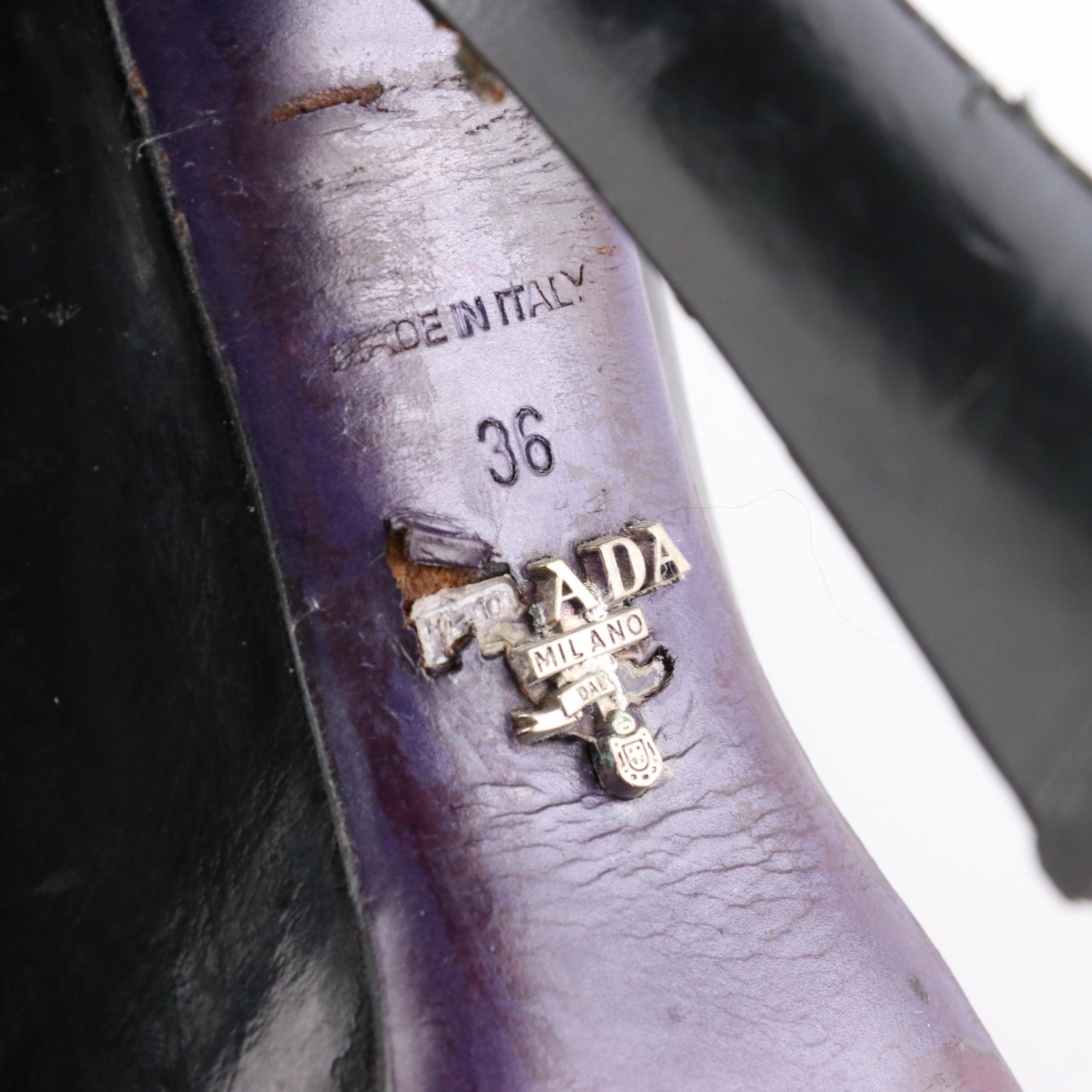 Prada Black Leather Chunky Platform Boots