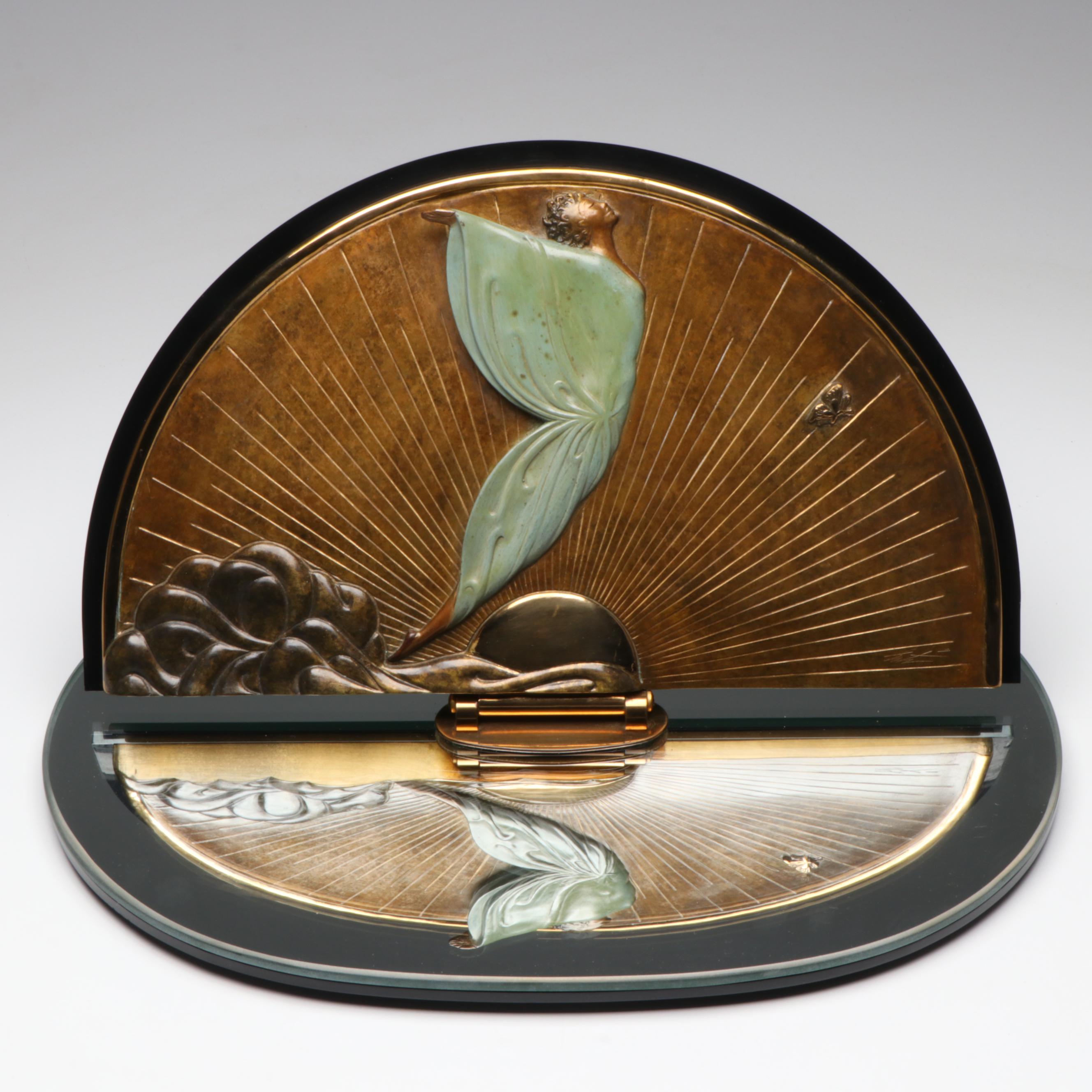Erté Patinated Bronze Table Vanity Mirror "Transcendence," 1984