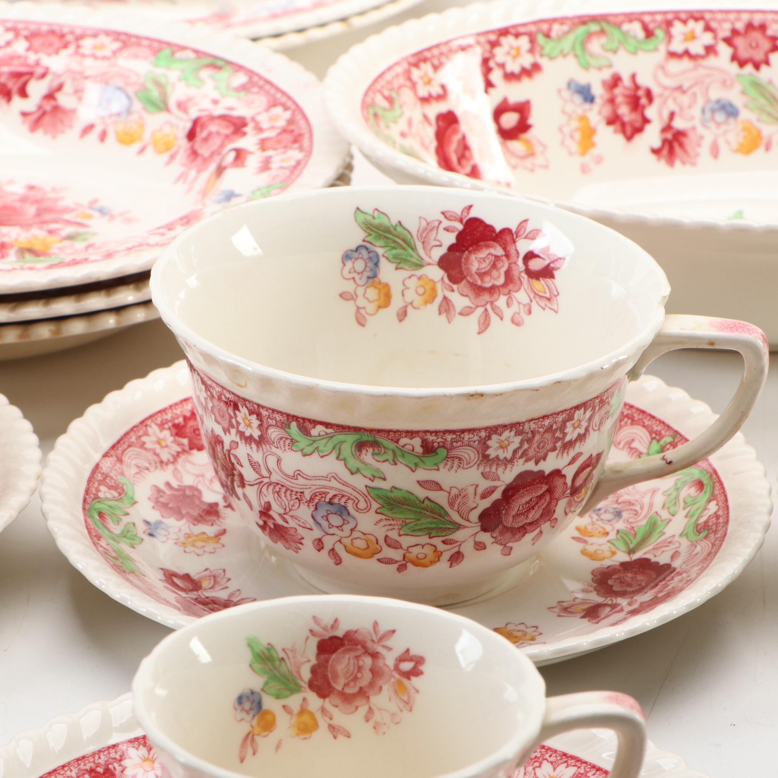 Johnson Bros. "Winchester" Polychrome Ceramic Transferware Dinnerware