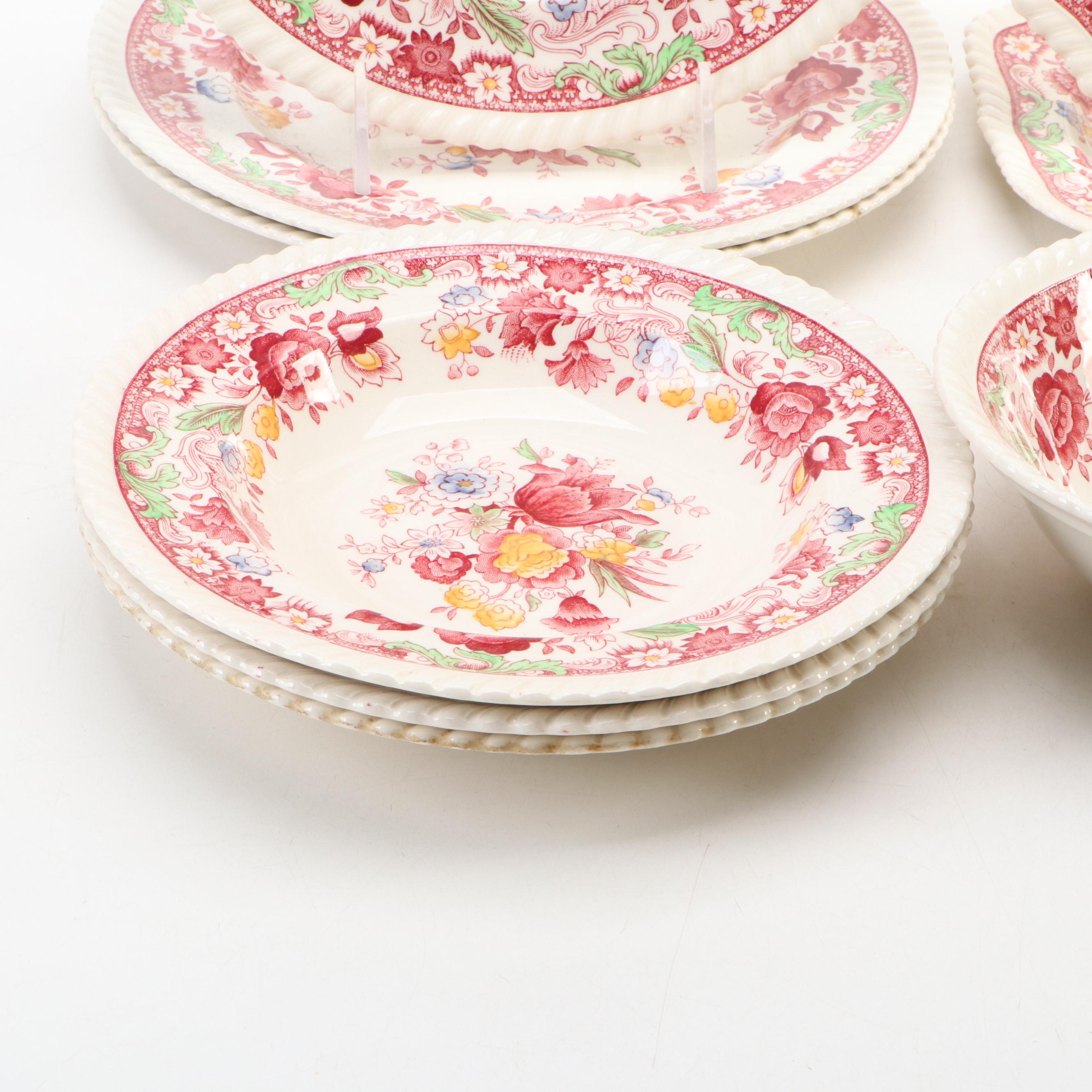 Johnson Bros. "Winchester" Polychrome Ceramic Transferware Dinnerware