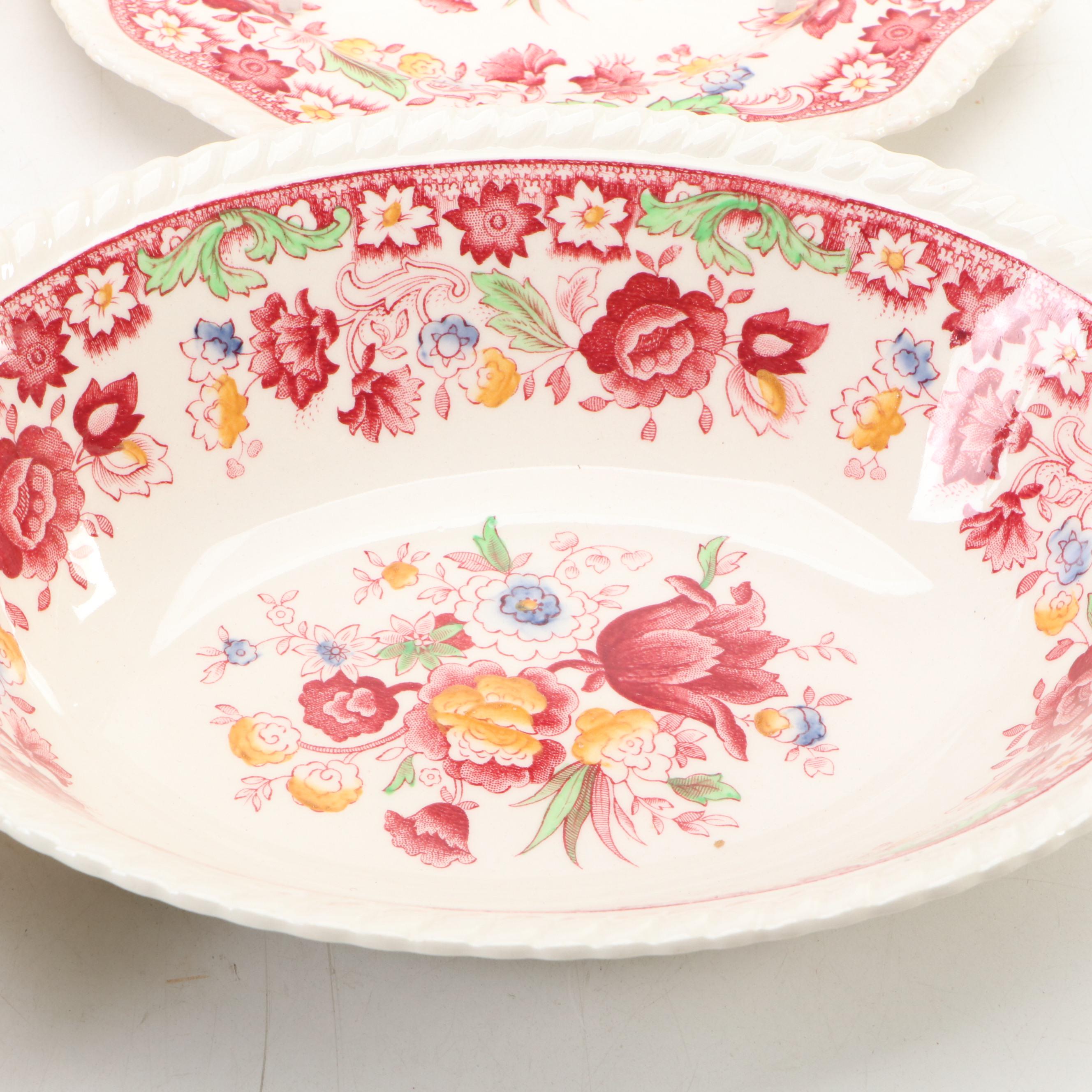 Johnson Bros. "Winchester" Polychrome Ceramic Transferware Dinnerware