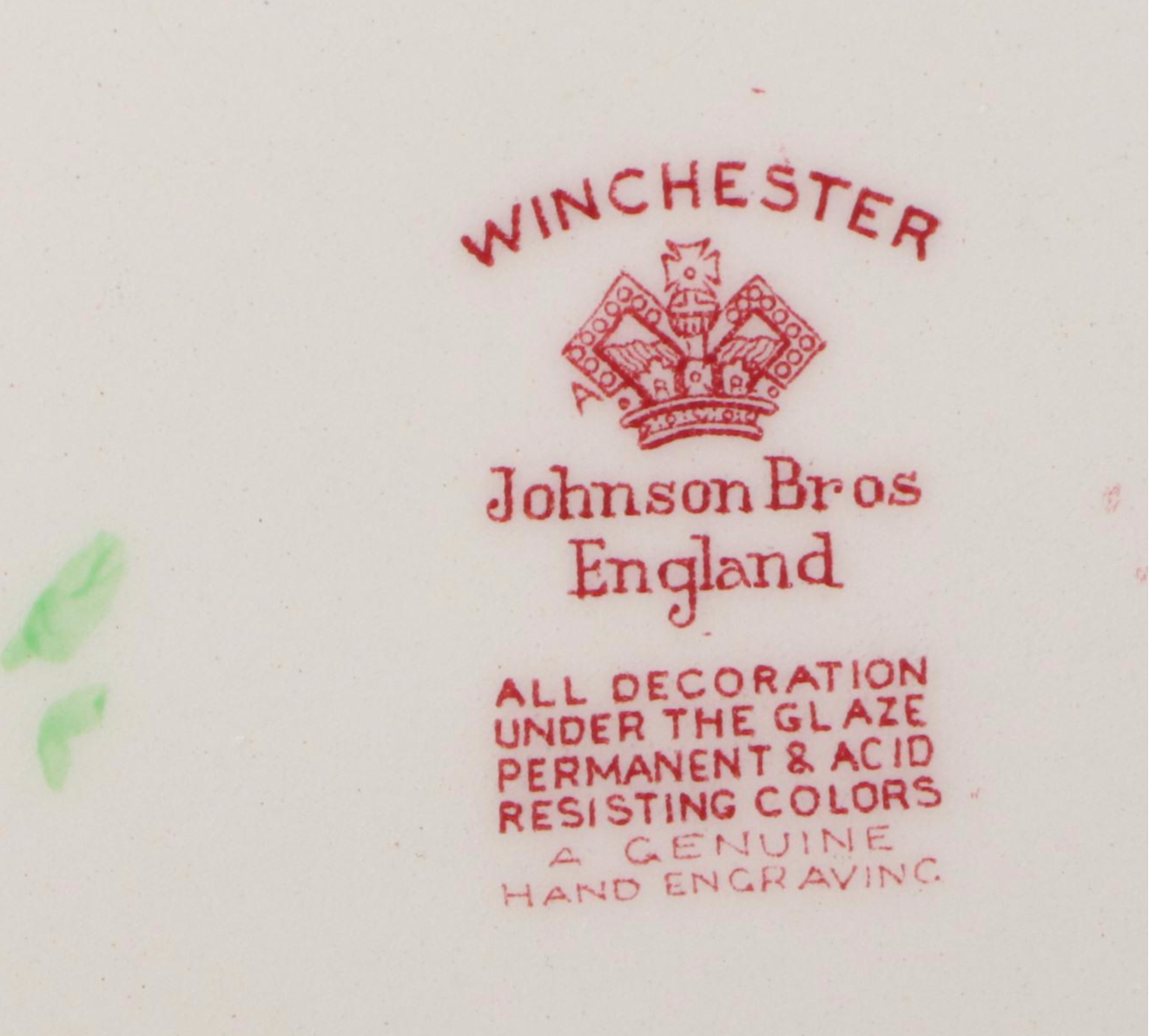Johnson Bros. "Winchester" Polychrome Ceramic Transferware Dinnerware