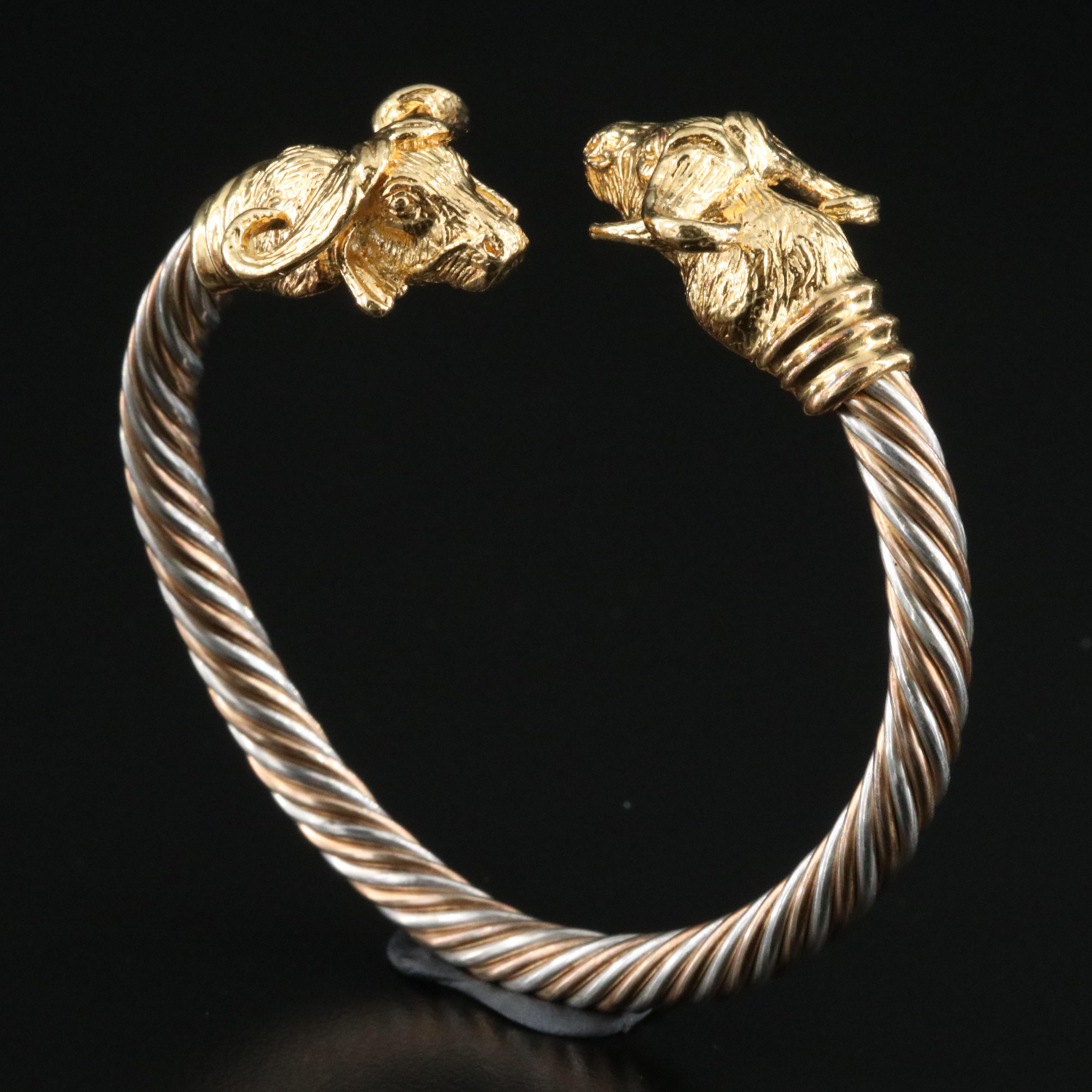 Sterling Two-Tone Cape Buffalo Bypass Bracelet