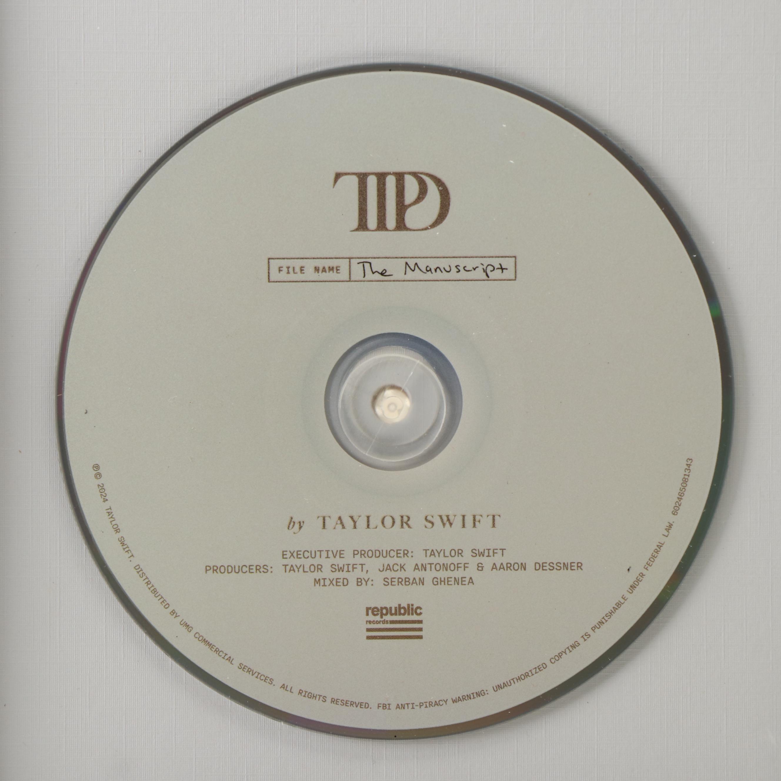 Taylor Swift Signed "The Tortured Poets Department" CD Card in Frame, JSA