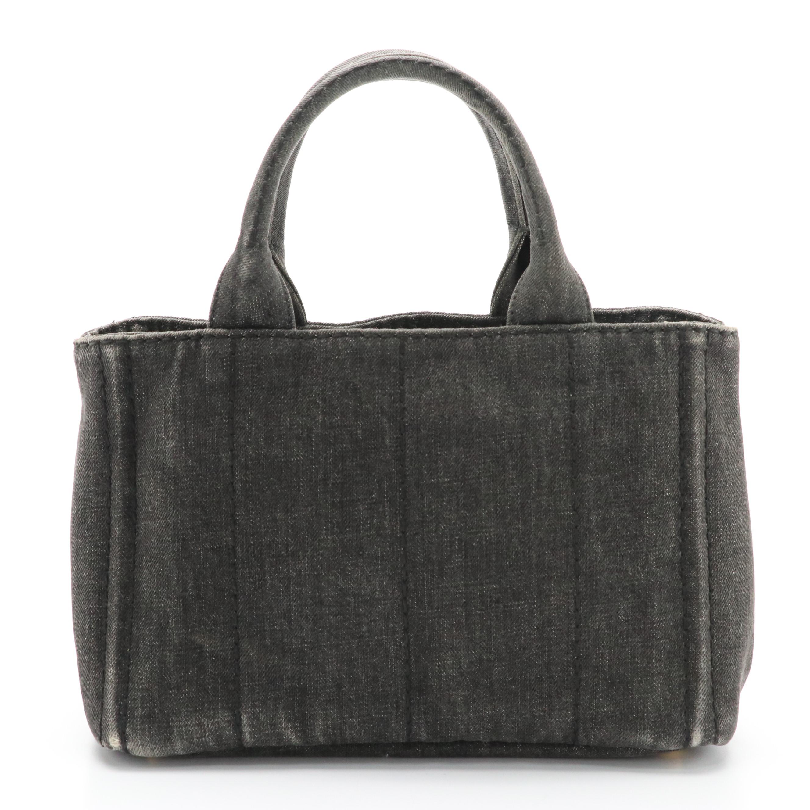 Prada Canapa Logo Handbag in Dark Denim