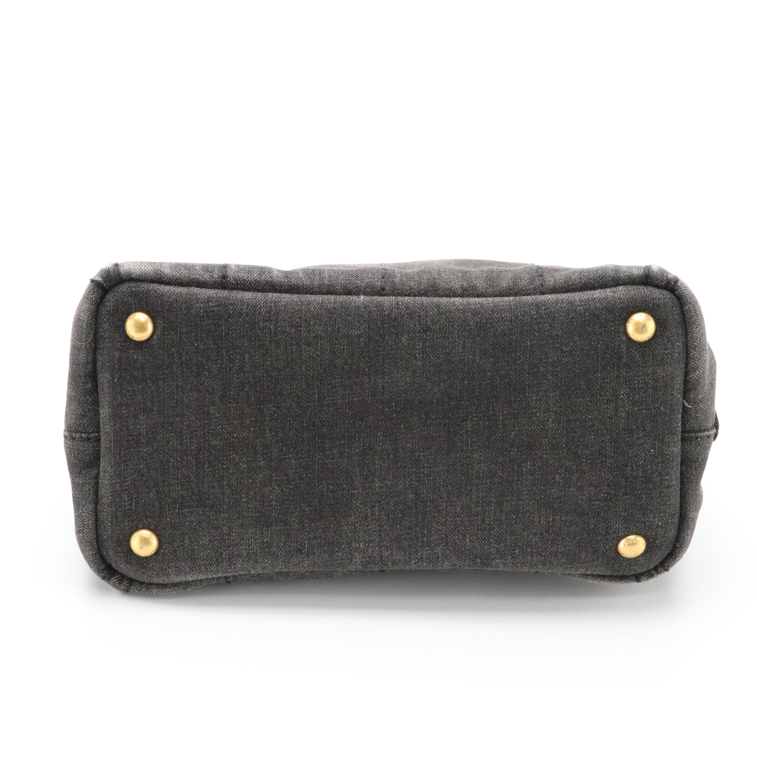 Prada Canapa Logo Handbag in Dark Denim