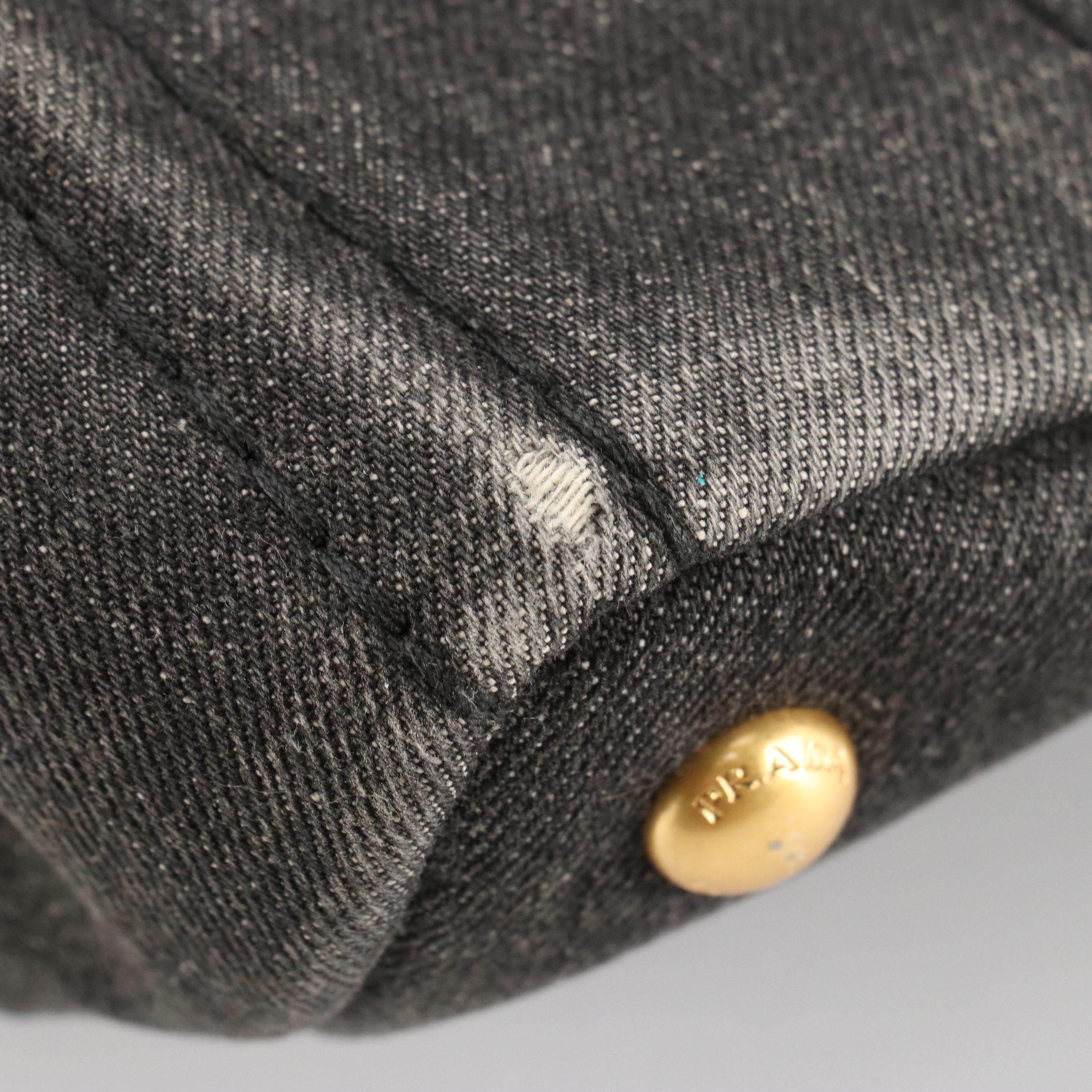 Prada Canapa Logo Handbag in Dark Denim