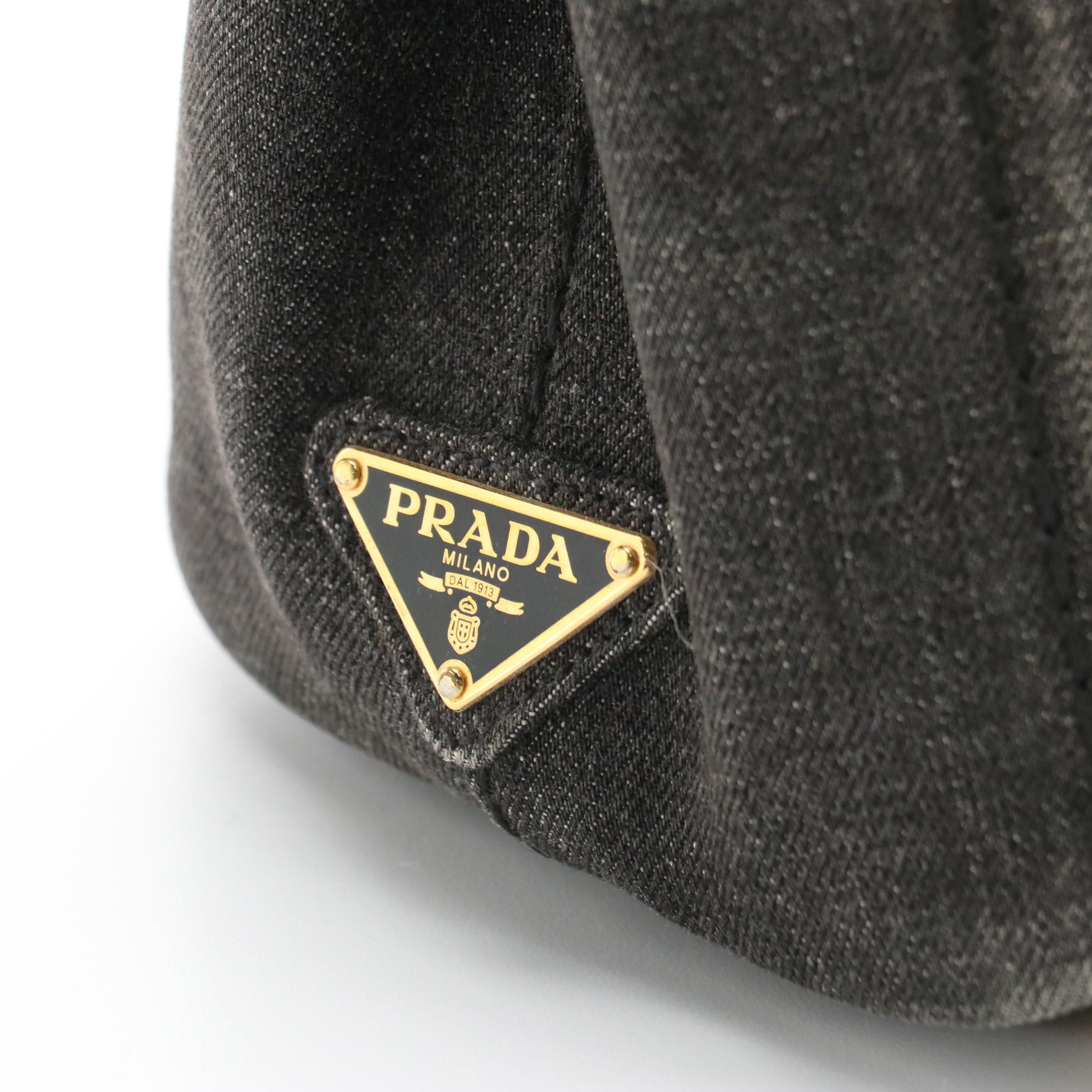 Prada Canapa Logo Handbag in Dark Denim