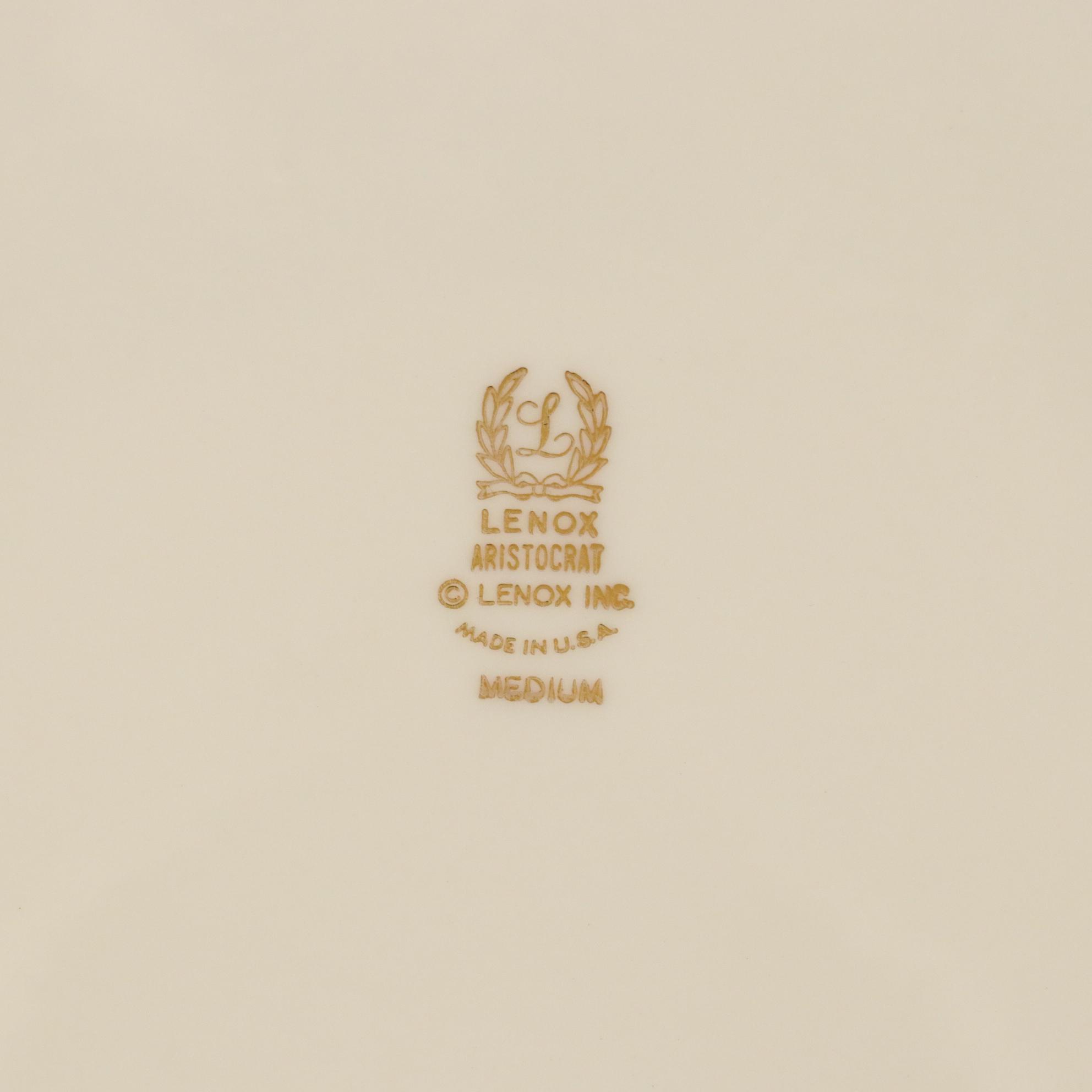 Lenox "Aristocrat" Bone China Gold Trim Dinnerware Set For 12 With Extras