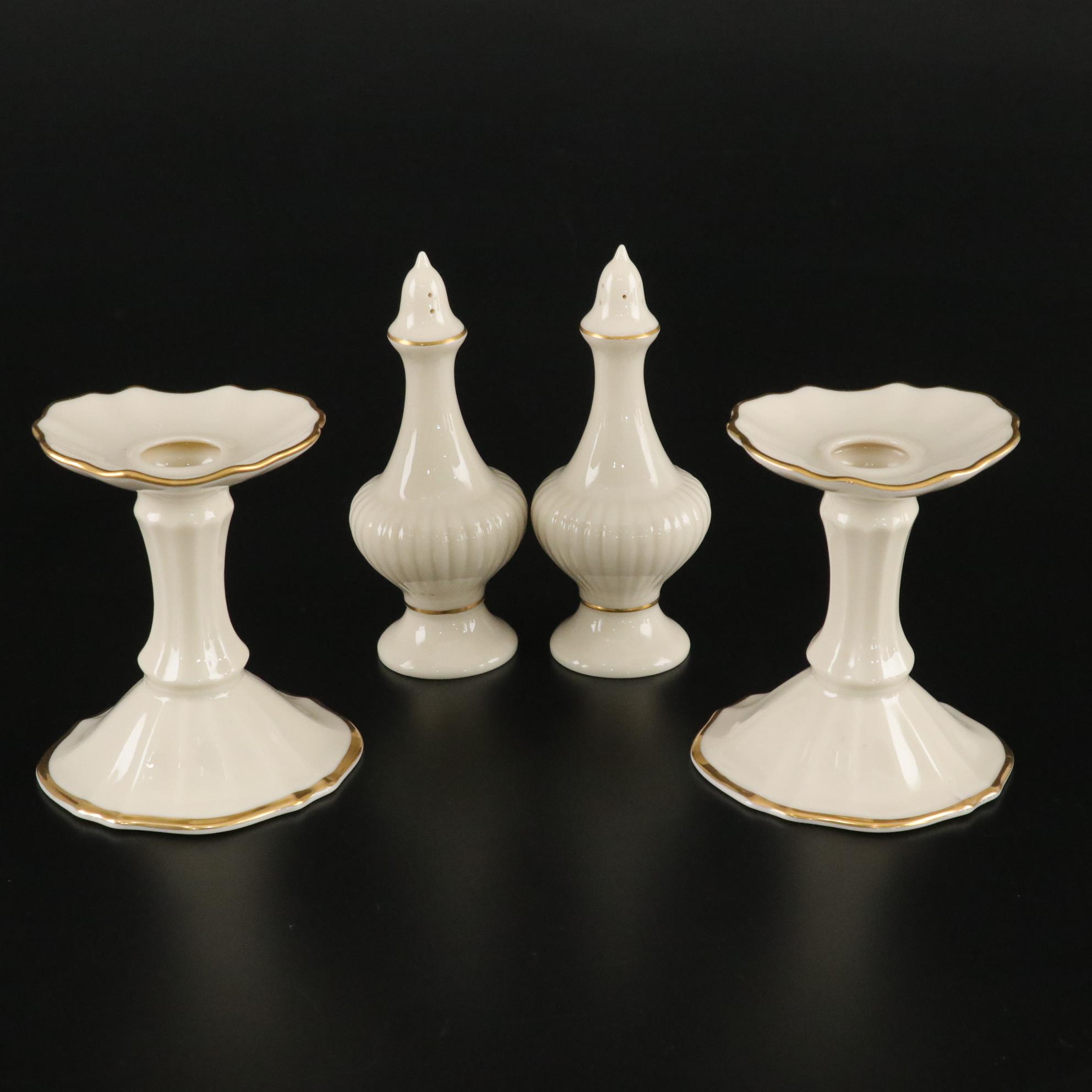 Lenox "Aristocrat" Bone China Gold Trim Dinnerware Set For 12 With Extras