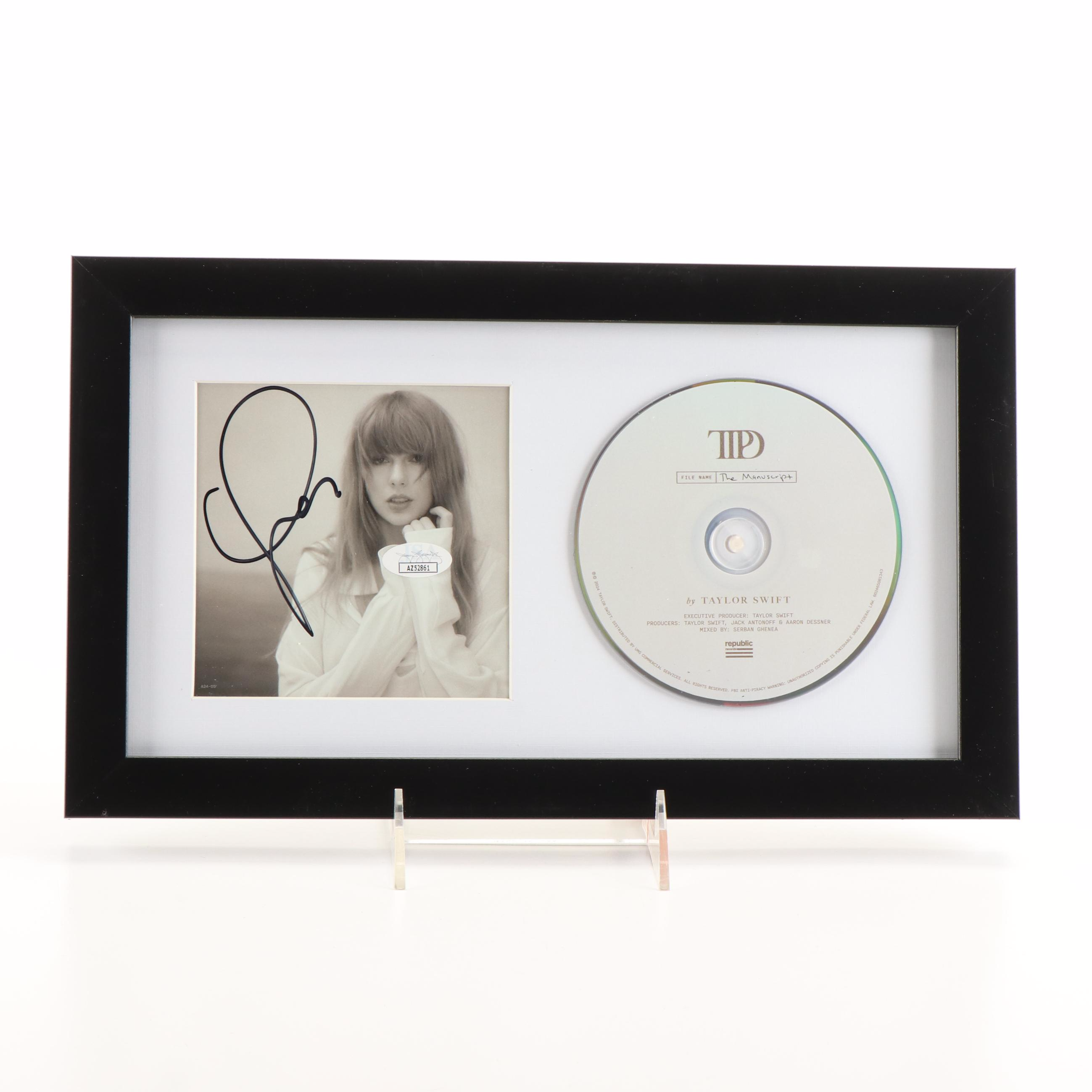 Taylor Swift Signed "The Tortured Poets Department" CD Card in Frame, JSA