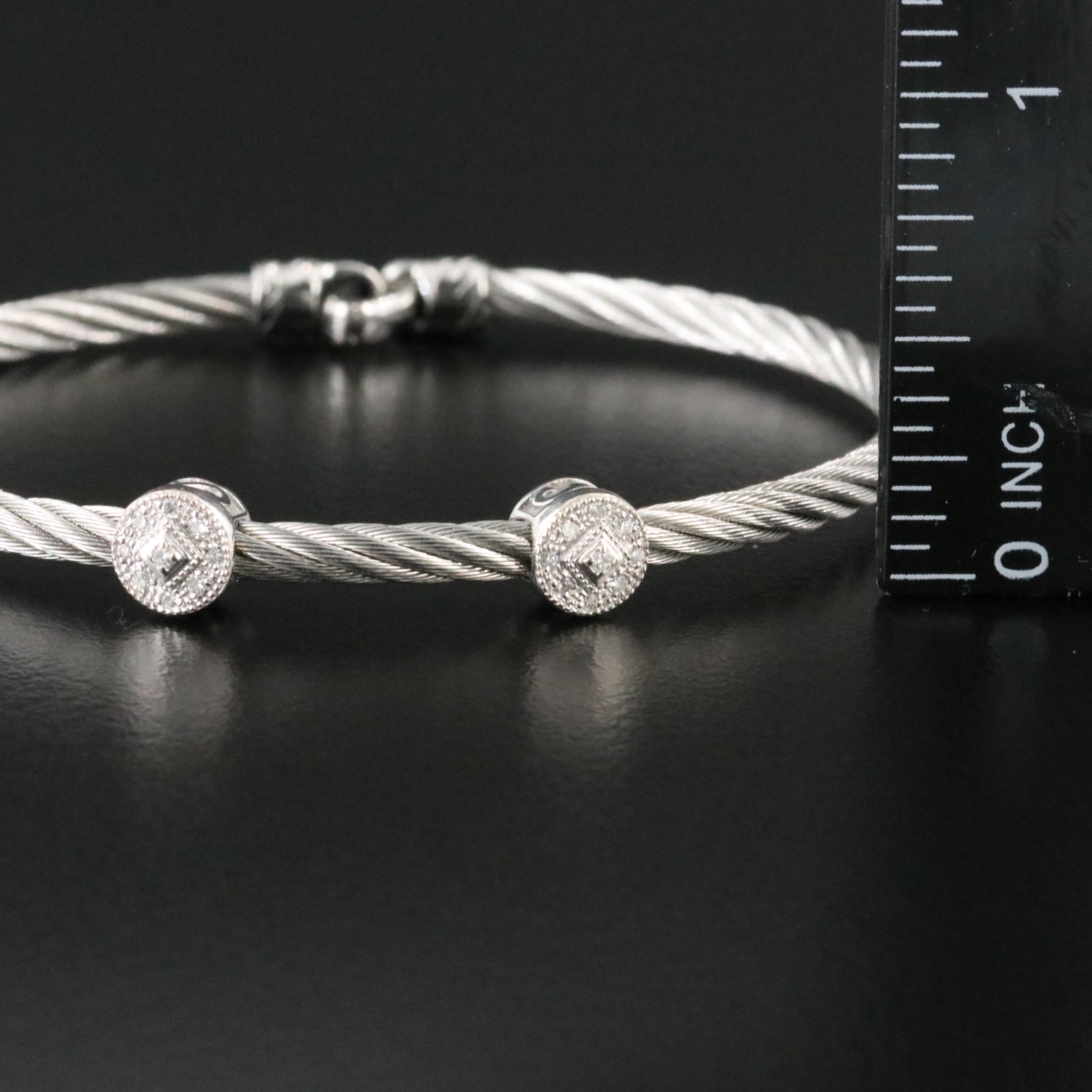 Charriol Classique Steel Bracelet with 18K and Diamond Round Stations