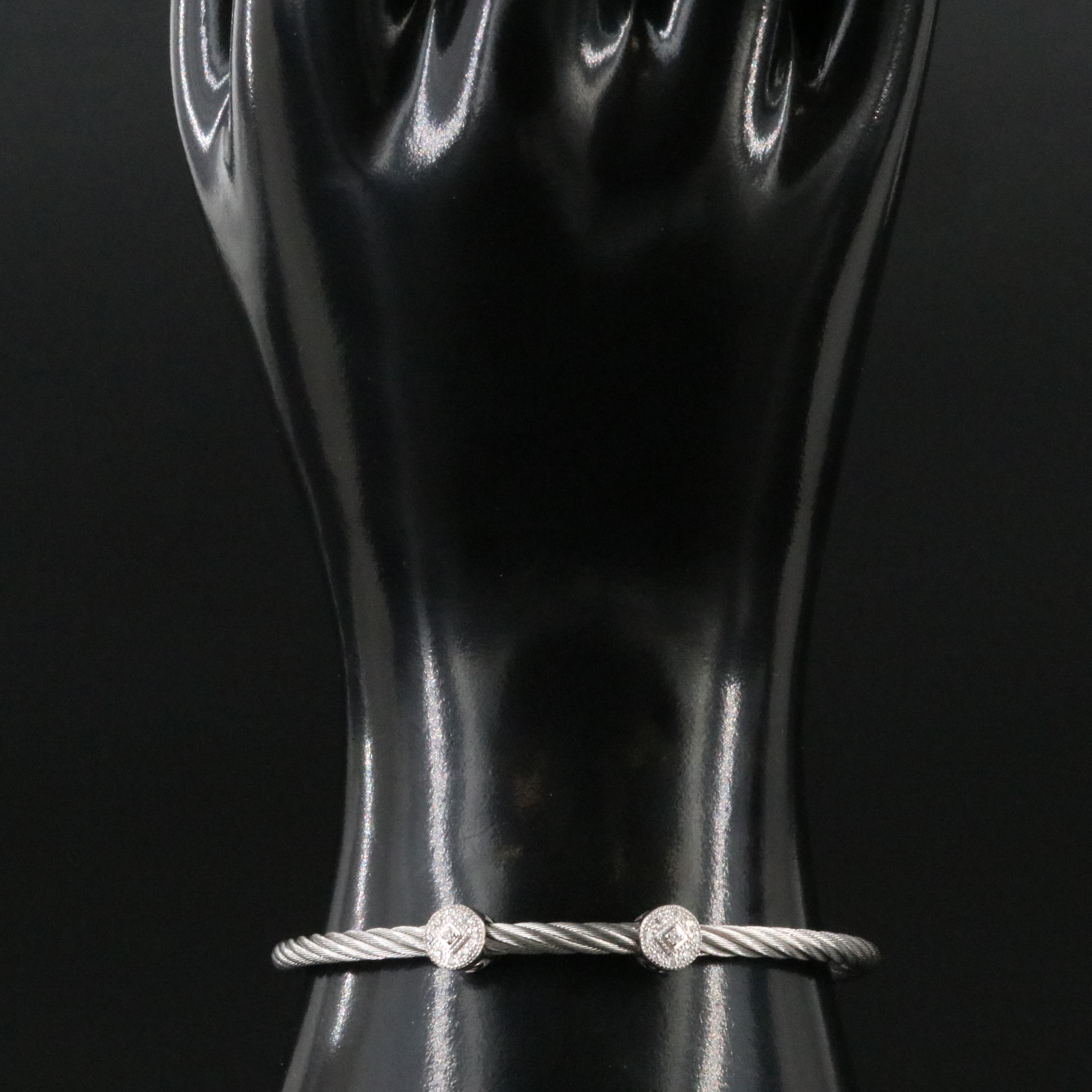 Charriol Classique Steel Bracelet with 18K and Diamond Round Stations