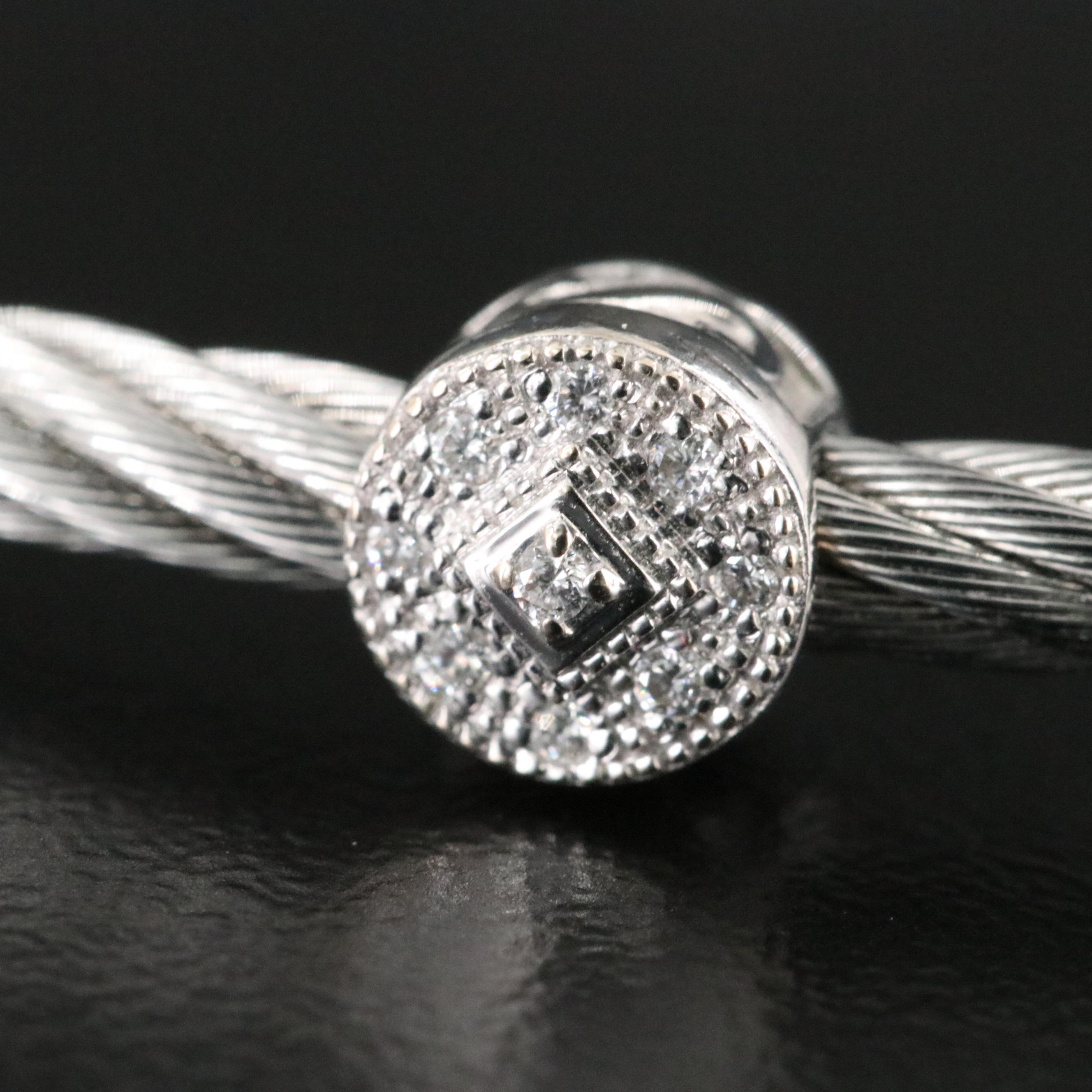 Charriol Classique Steel Bracelet with 18K and Diamond Round Stations