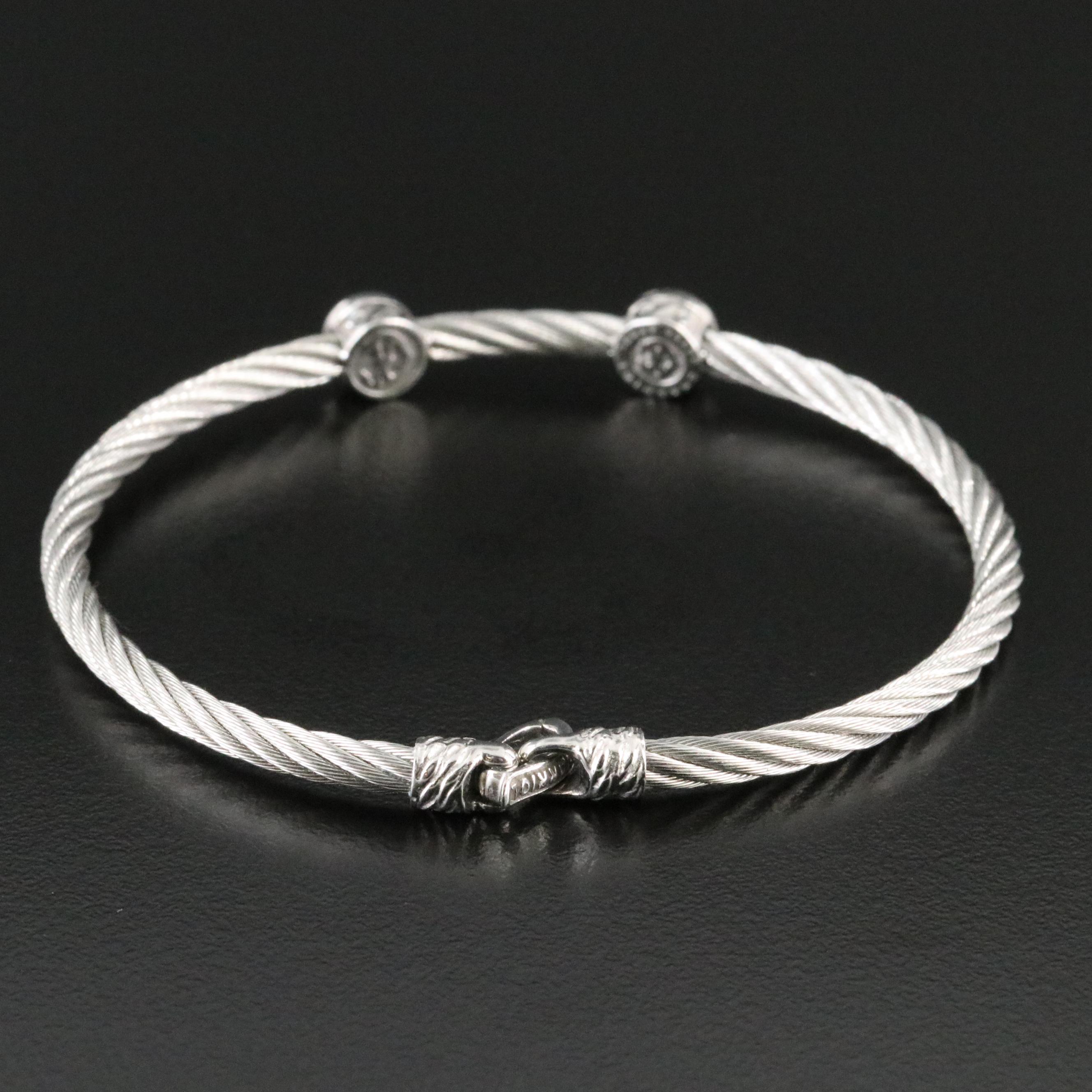 Charriol Classique Steel Bracelet with 18K and Diamond Round Stations