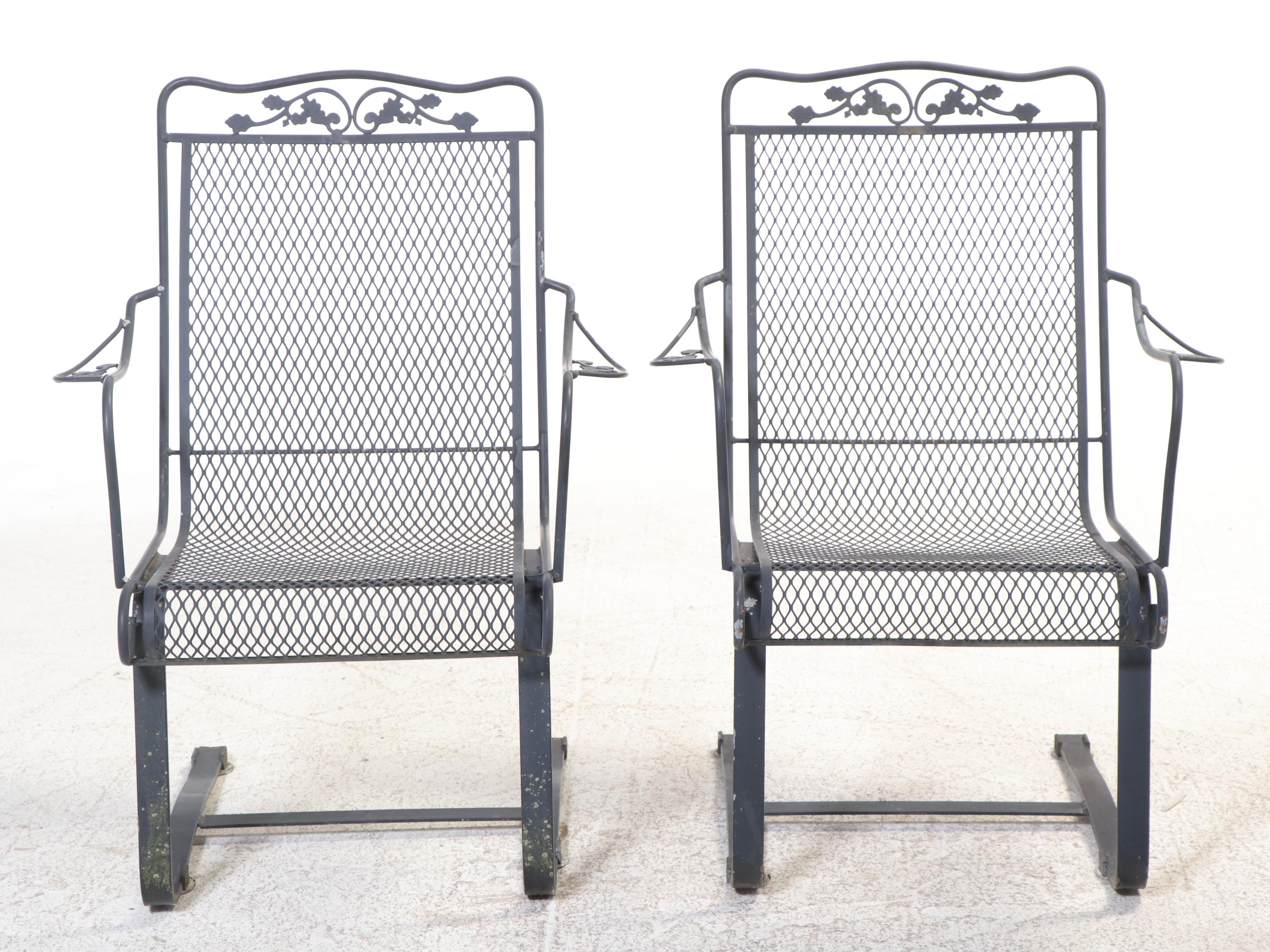 Seven-Piece Modernist Iron & Wire Mesh Patio Lounge Set, Incl. Sam Blount Co.