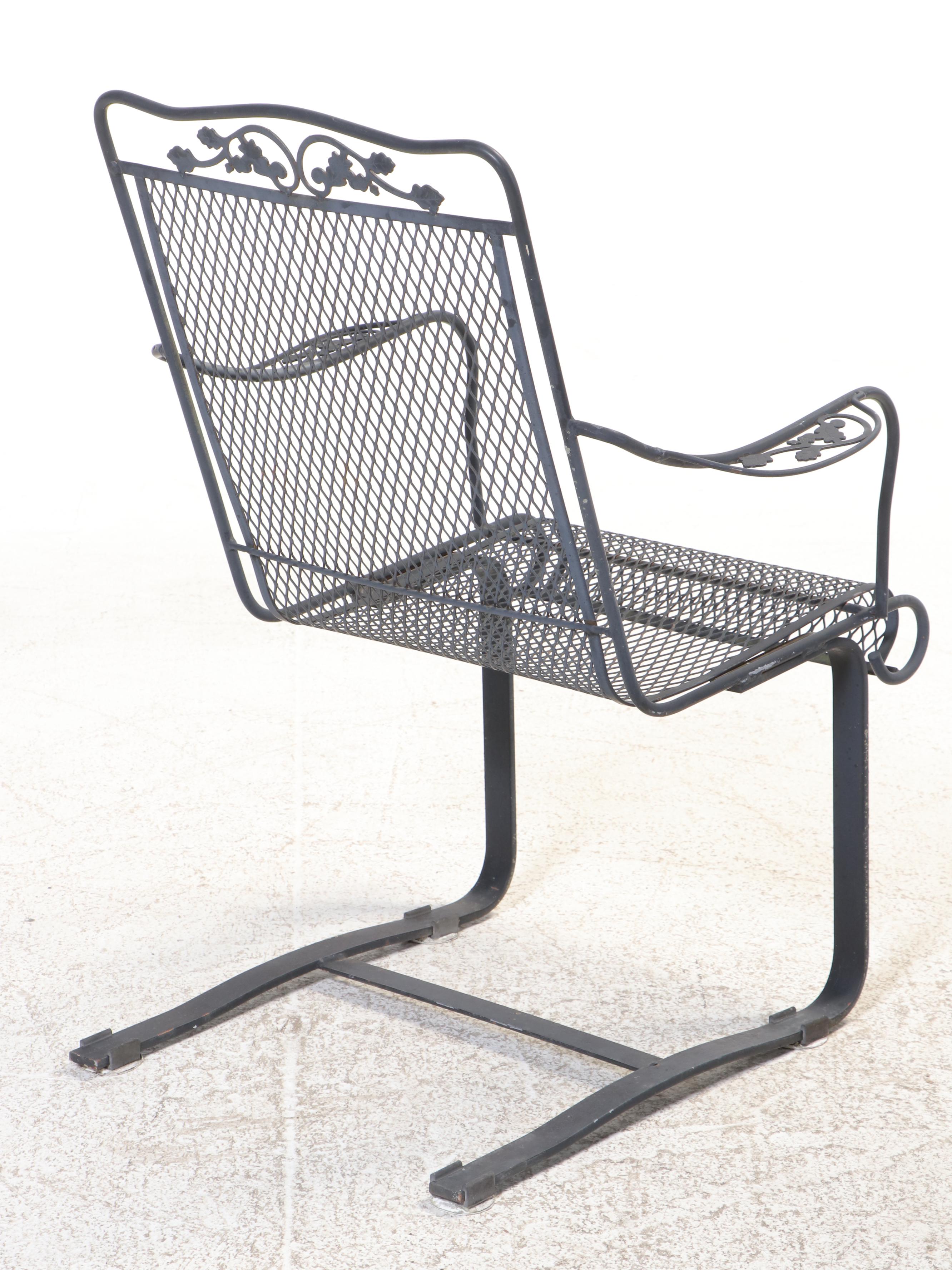 Seven-Piece Modernist Iron & Wire Mesh Patio Lounge Set, Incl. Sam Blount Co.
