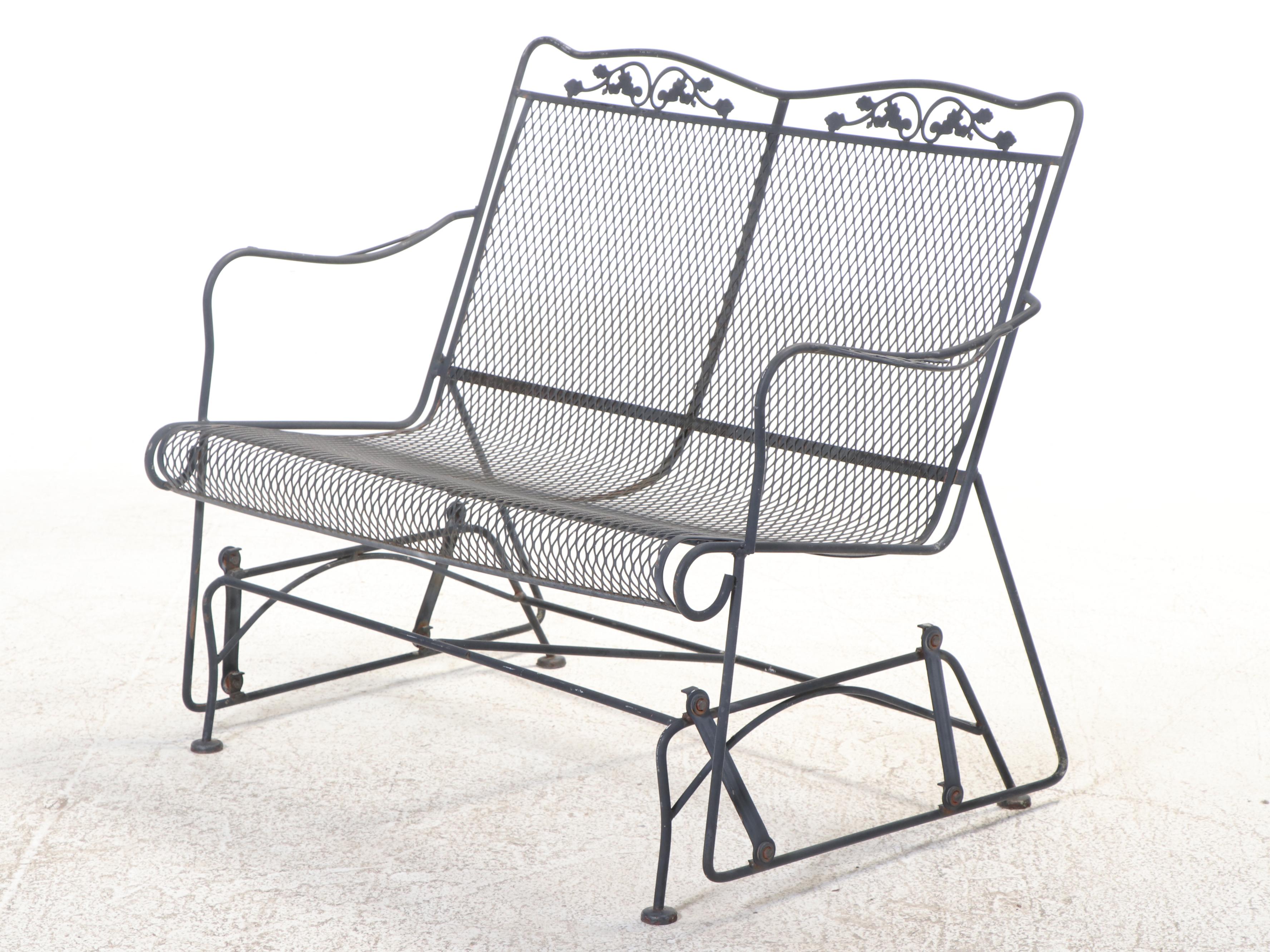 Seven-Piece Modernist Iron & Wire Mesh Patio Lounge Set, Incl. Sam Blount Co.