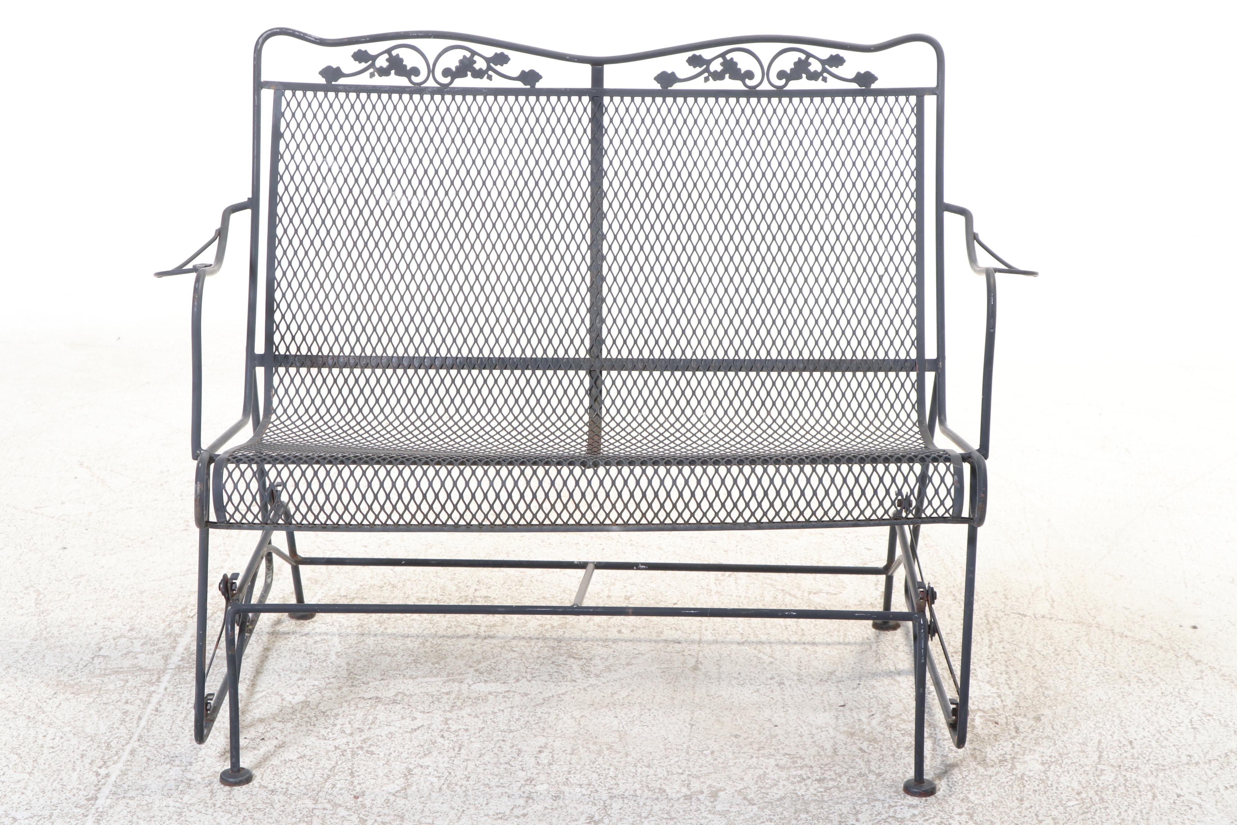 Seven-Piece Modernist Iron & Wire Mesh Patio Lounge Set, Incl. Sam Blount Co.