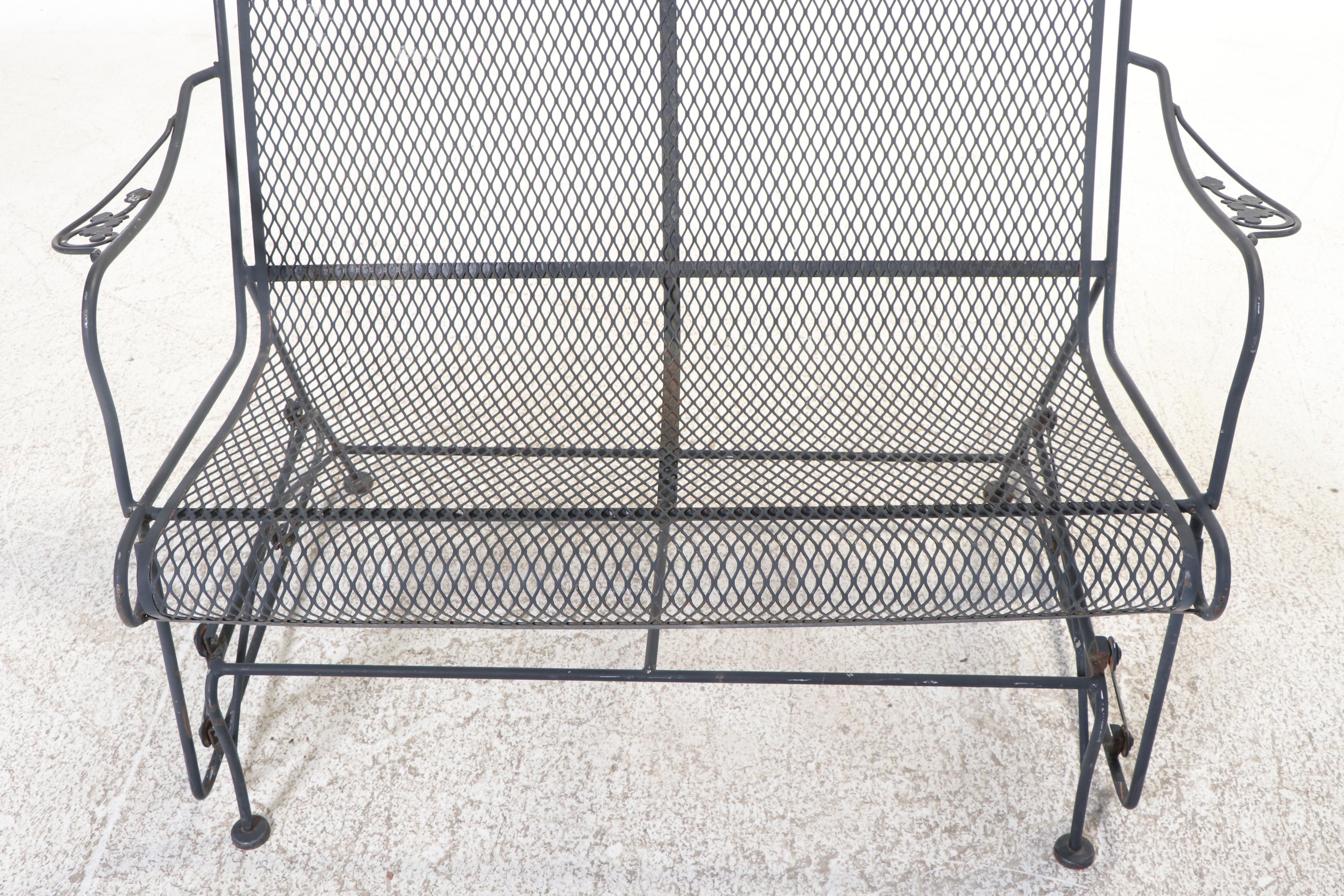 Seven-Piece Modernist Iron & Wire Mesh Patio Lounge Set, Incl. Sam Blount Co.