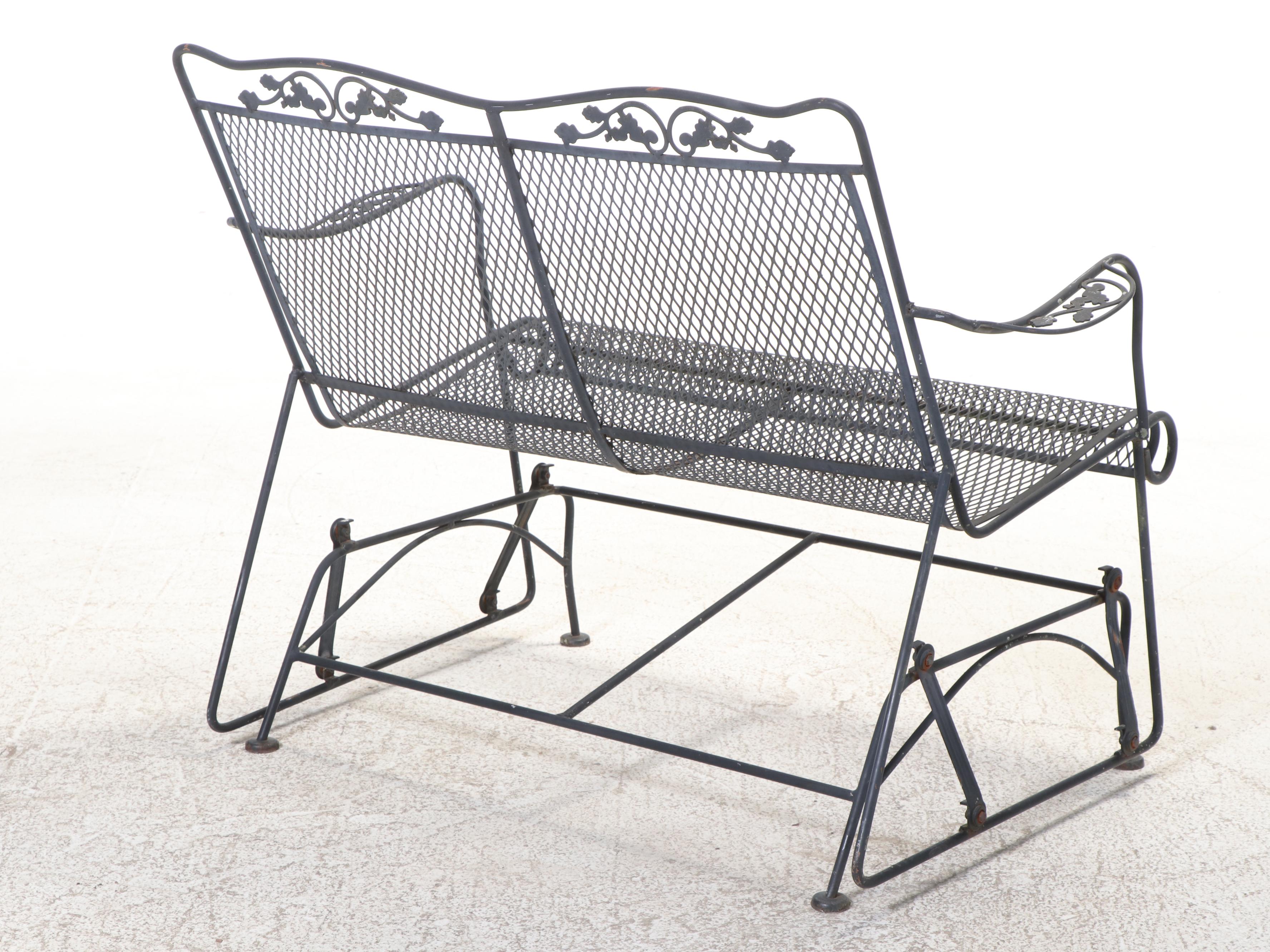 Seven-Piece Modernist Iron & Wire Mesh Patio Lounge Set, Incl. Sam Blount Co.