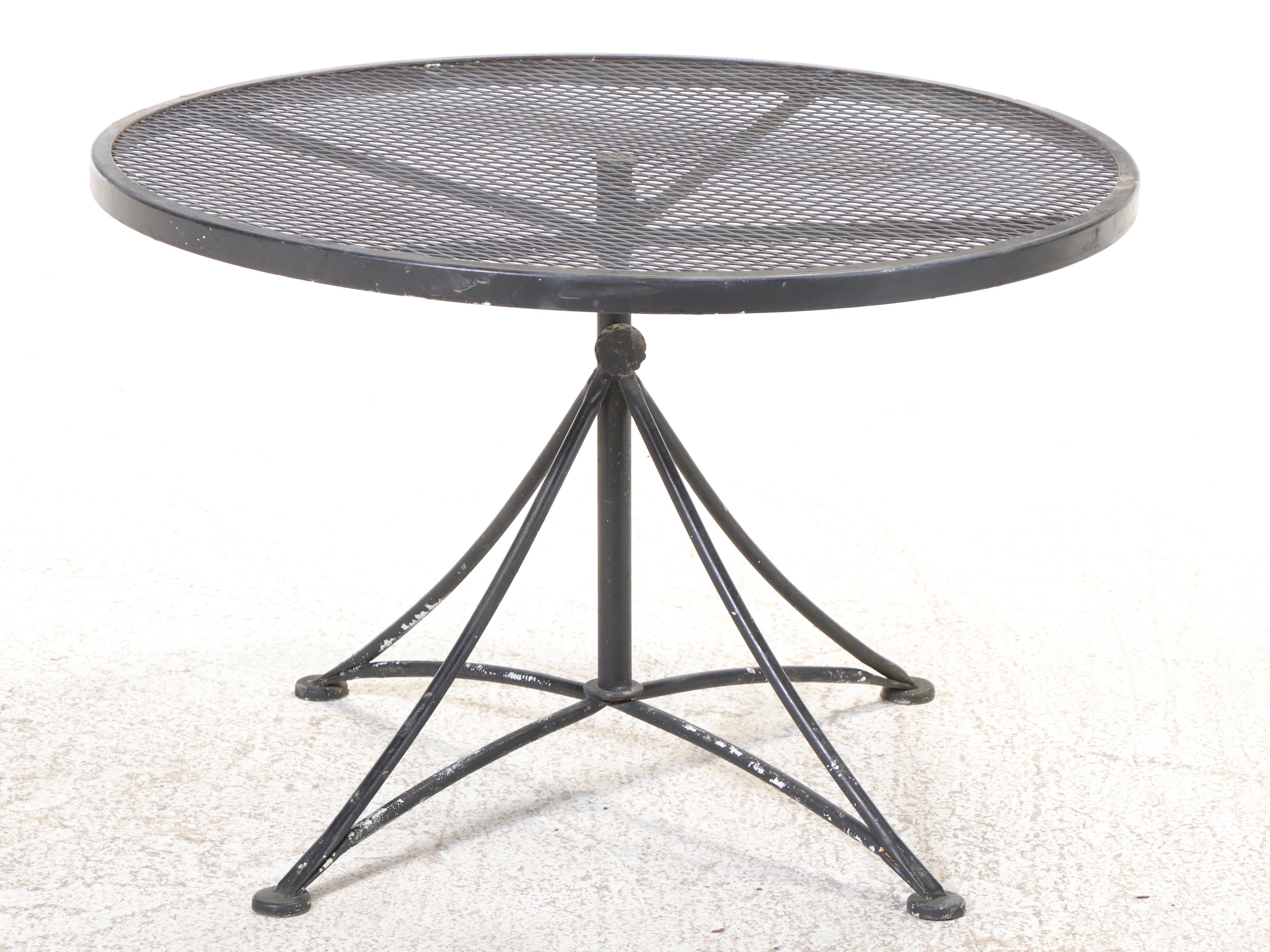 Seven-Piece Modernist Iron & Wire Mesh Patio Lounge Set, Incl. Sam Blount Co.