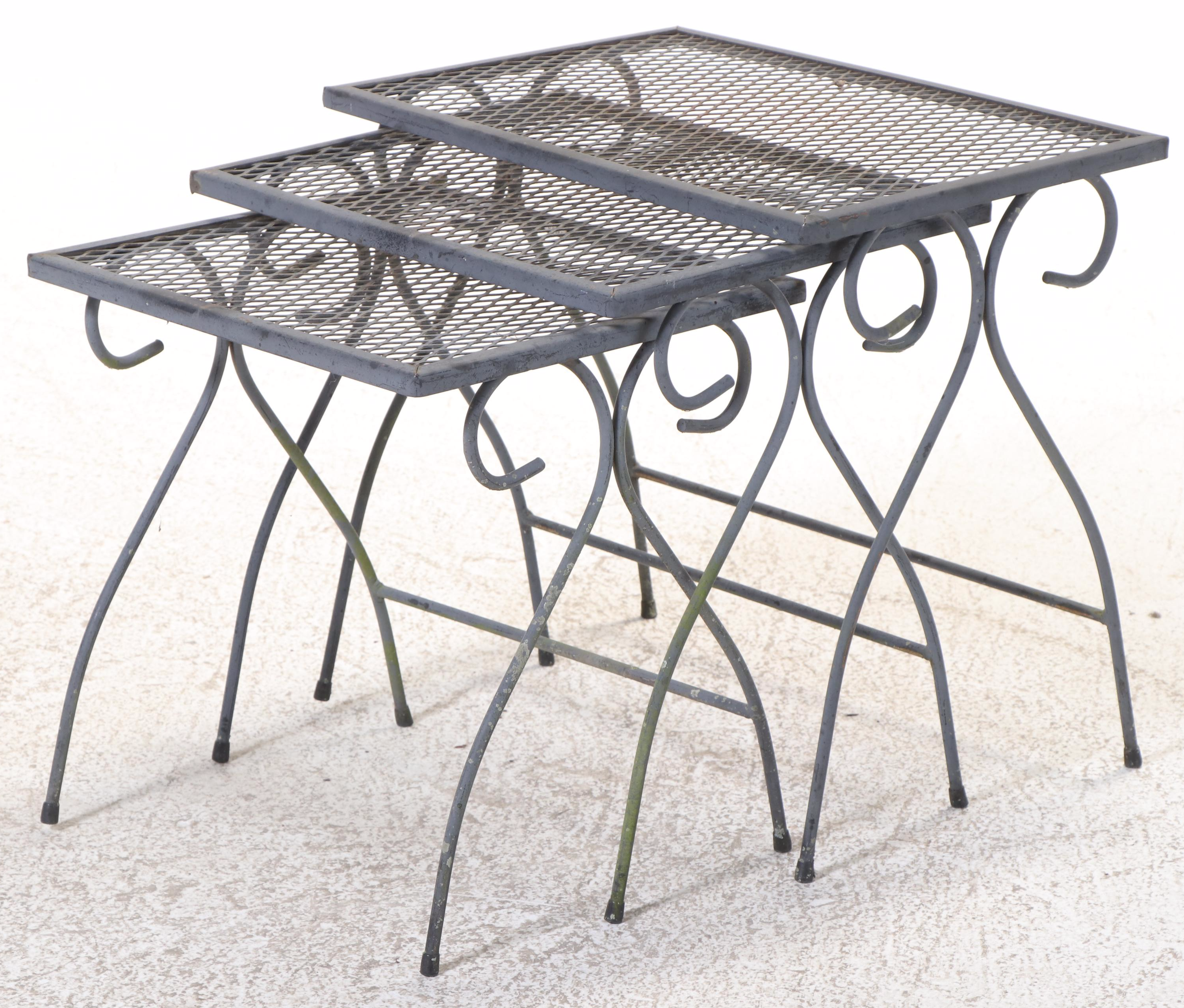 Seven-Piece Modernist Iron & Wire Mesh Patio Lounge Set, Incl. Sam Blount Co.