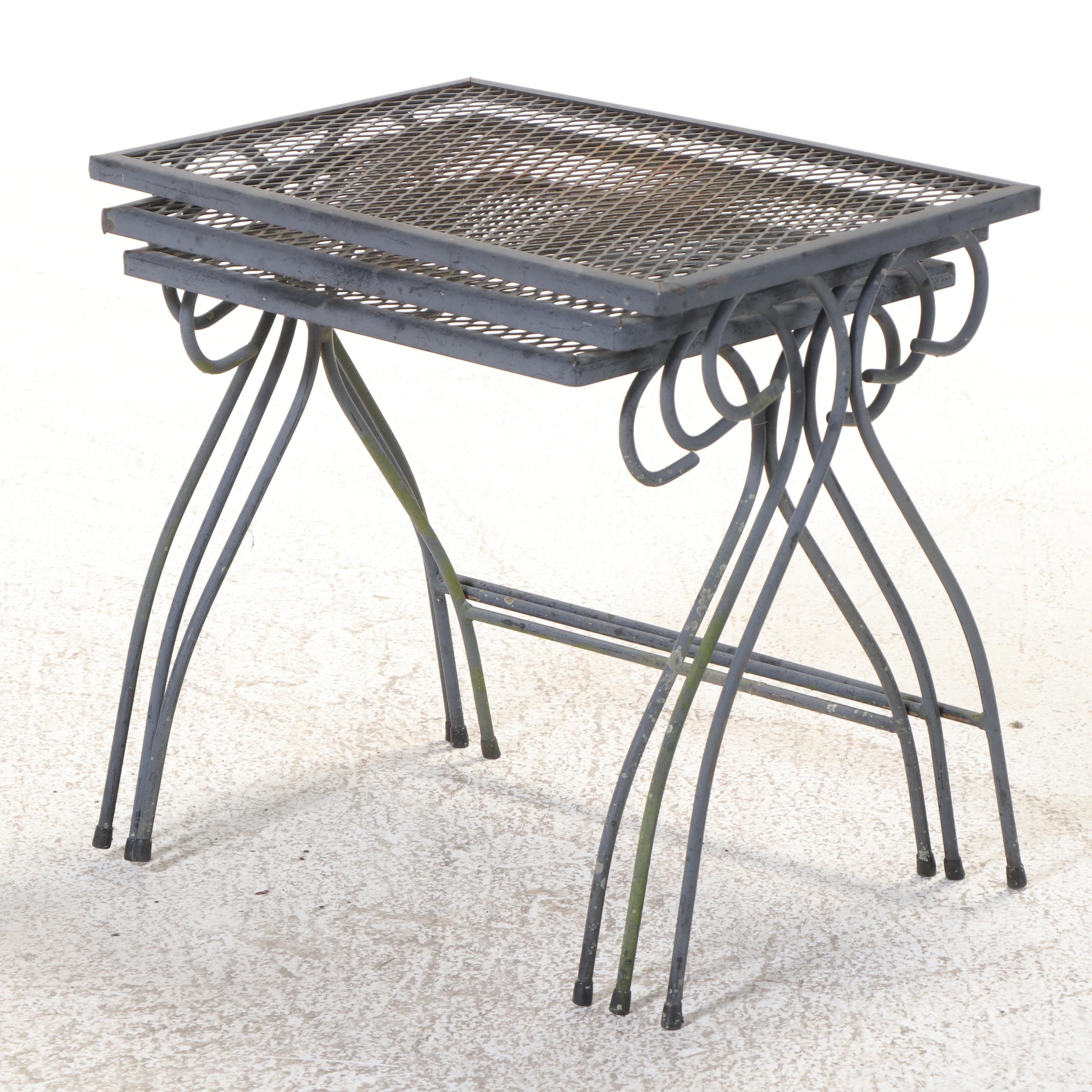 Seven-Piece Modernist Iron & Wire Mesh Patio Lounge Set, Incl. Sam Blount Co.