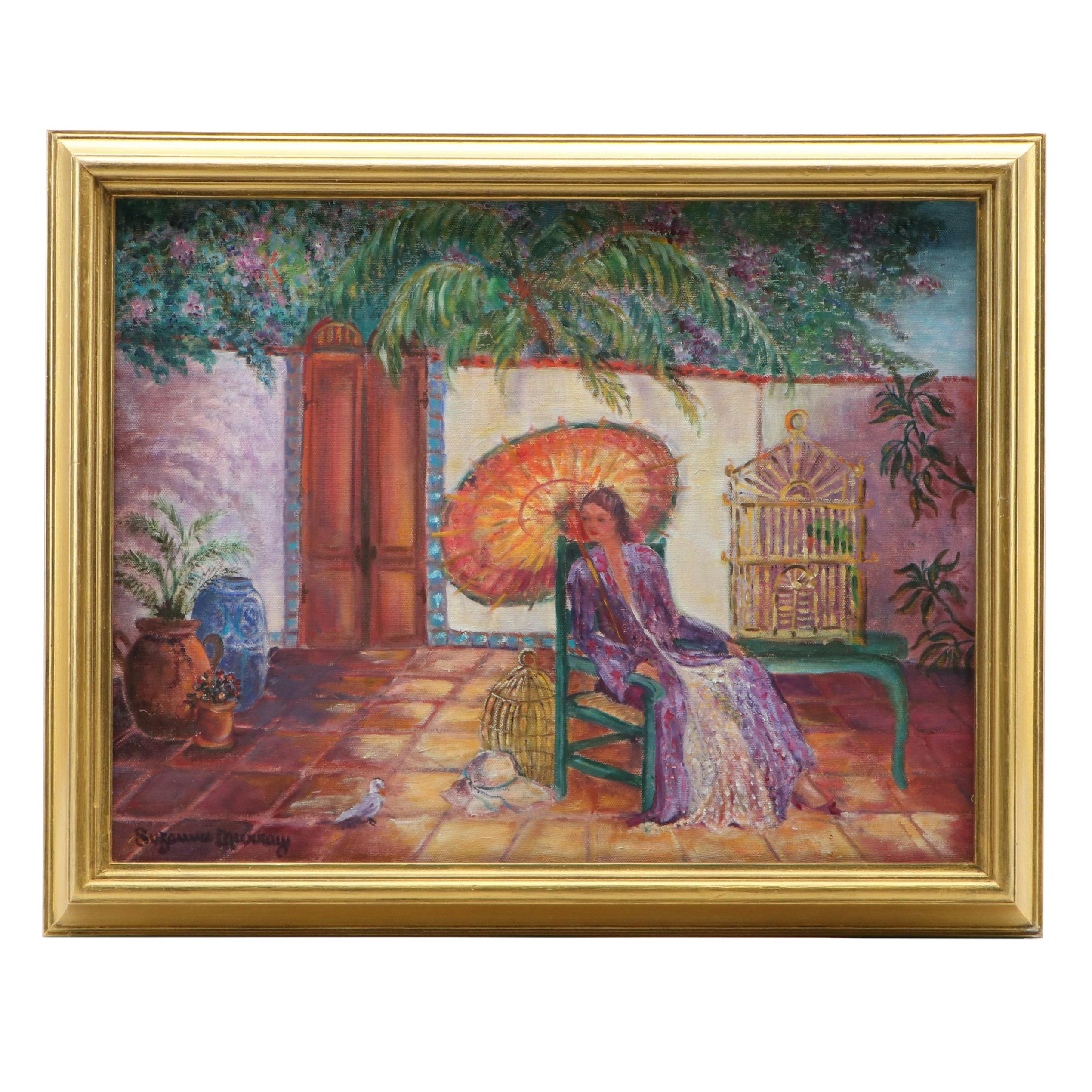 Suzanne Murray Landscape Oil Painting of Woman Seated in Chair