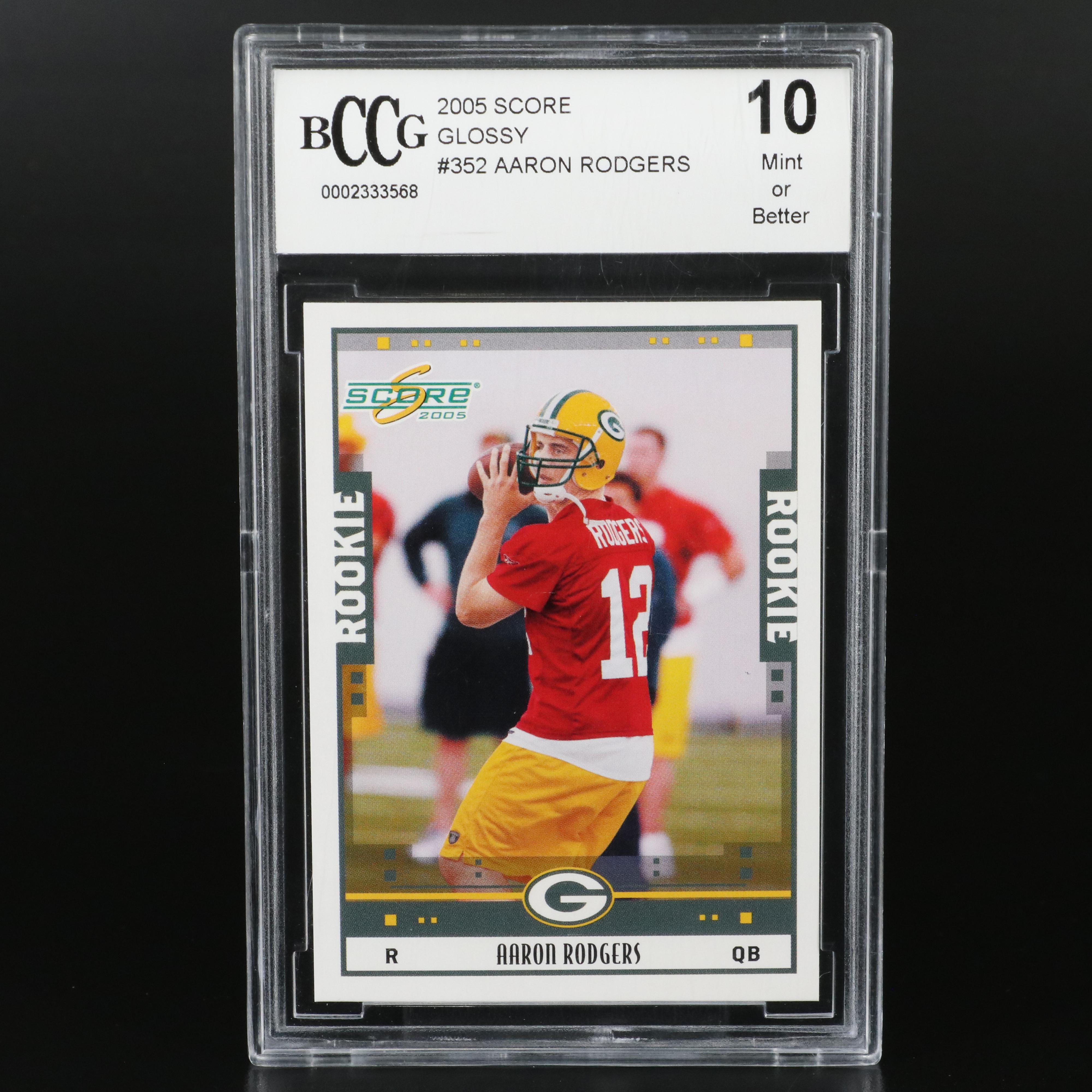 2005 Score Aaron Rodgers Glossy Rookie Football Card Graded BCCG 10