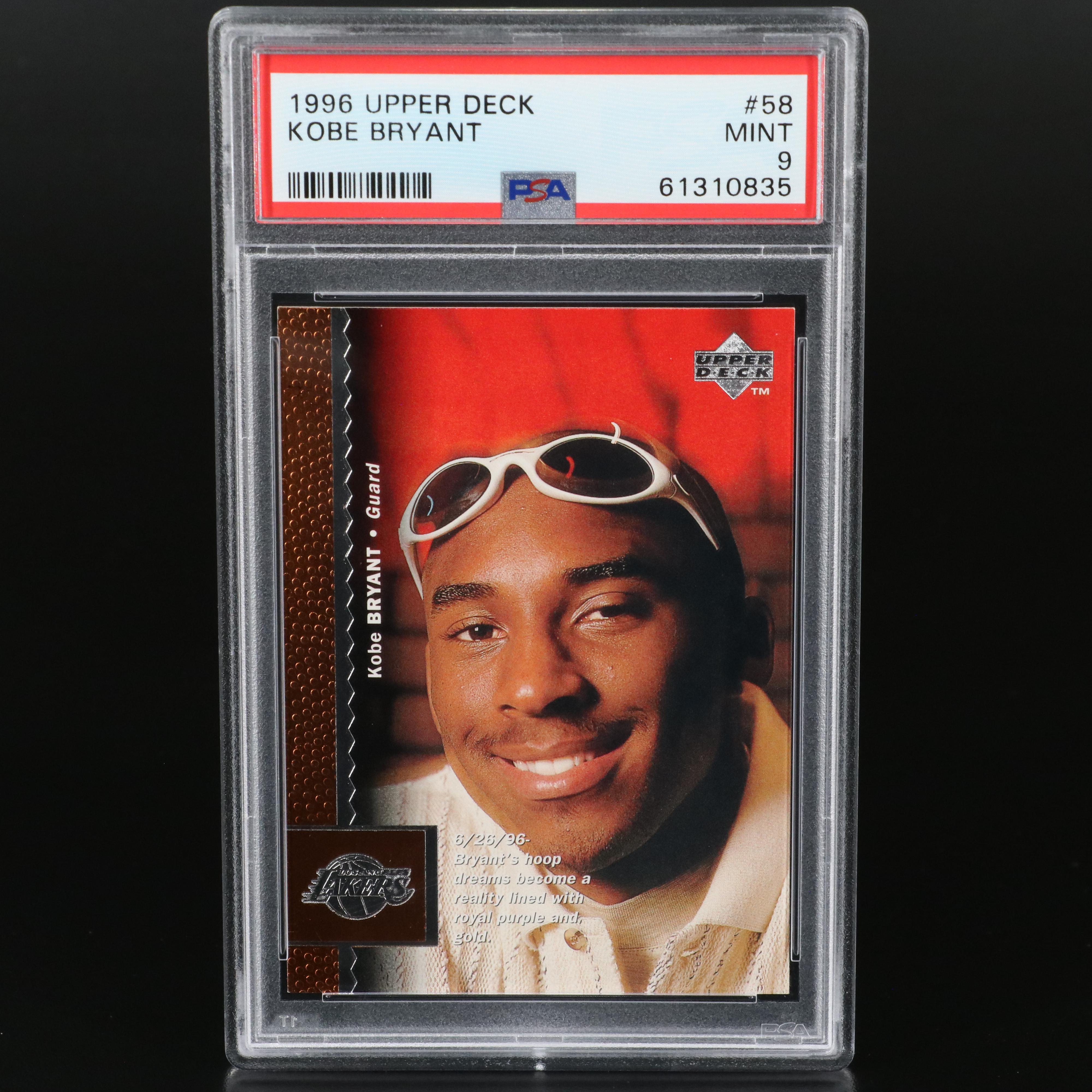 1996 Upper Deck Kobe Bryant Rookie Basketball Card Graded PSA 9