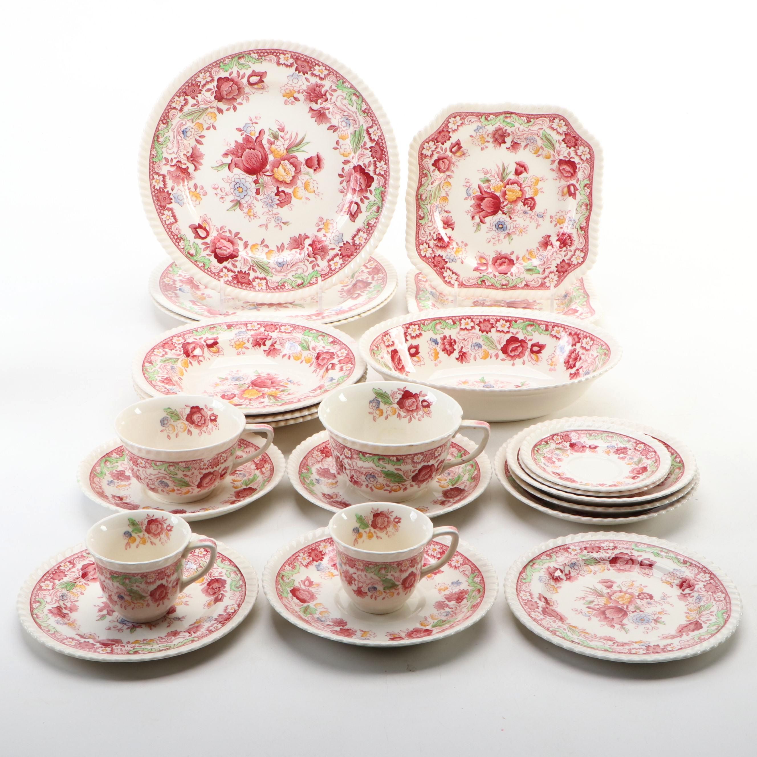 Johnson Bros. "Winchester" Polychrome Ceramic Transferware Dinnerware