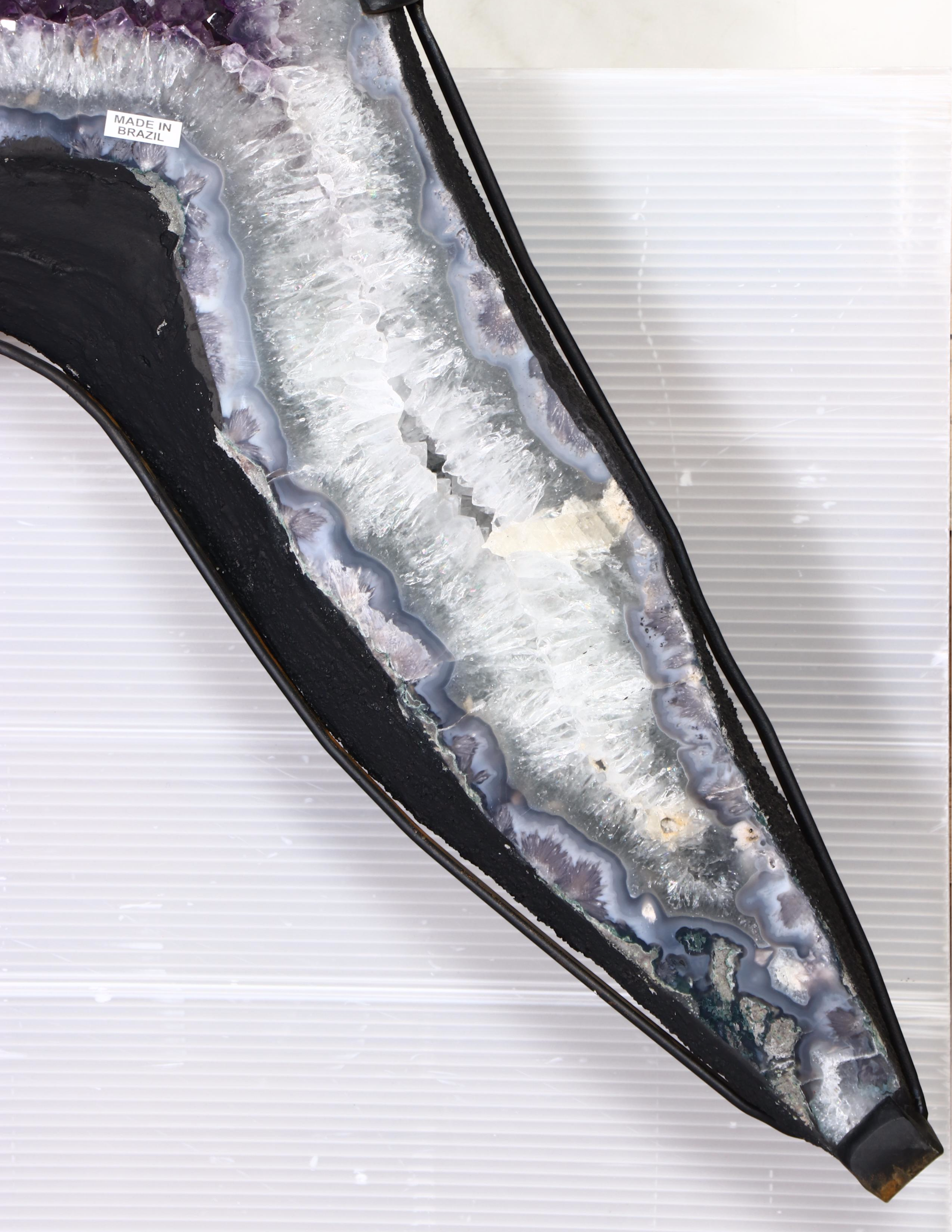 Brazilian Amethyst Geode Butterfly Wings on Stand