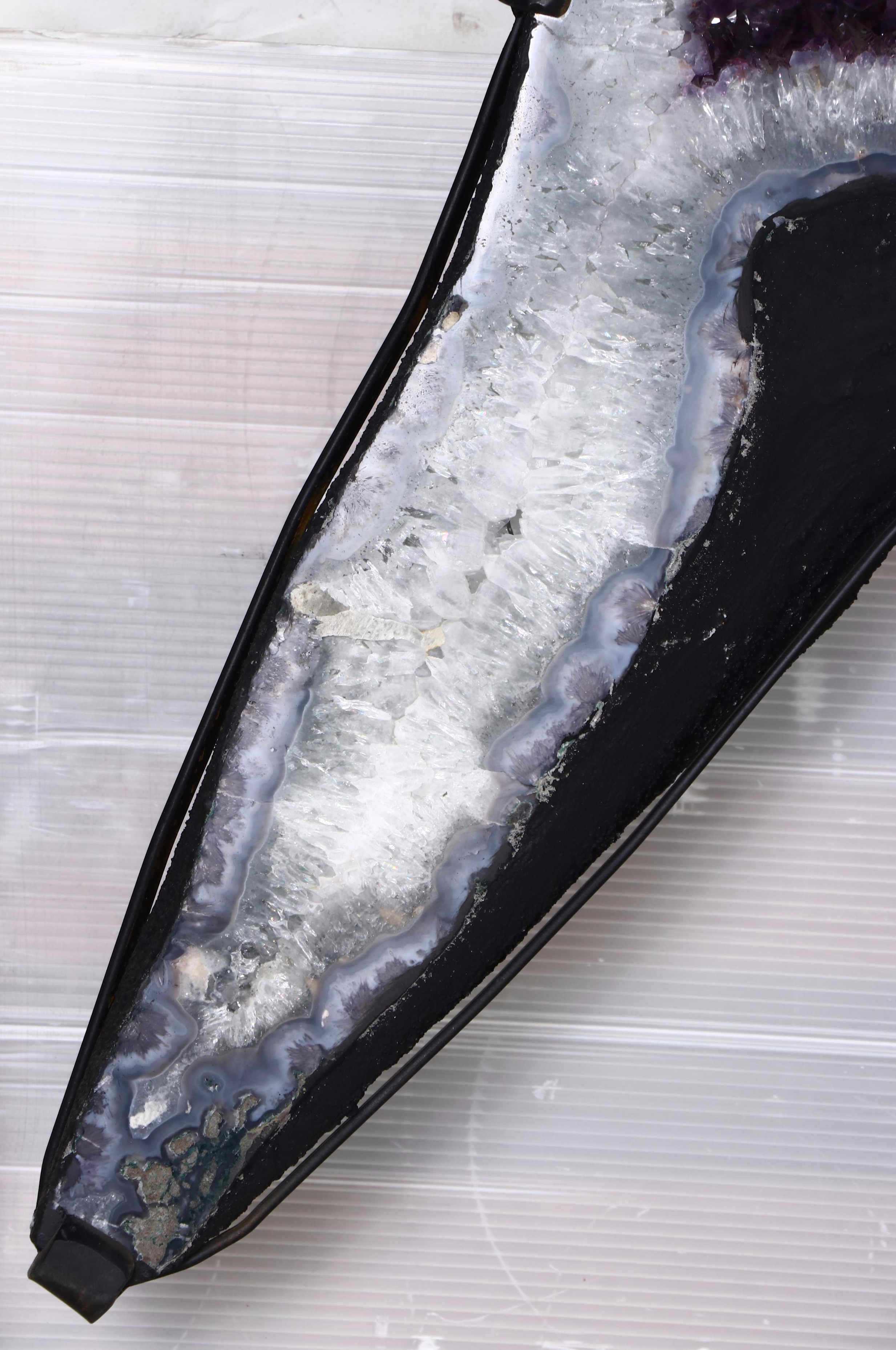 Brazilian Amethyst Geode Butterfly Wings on Stand