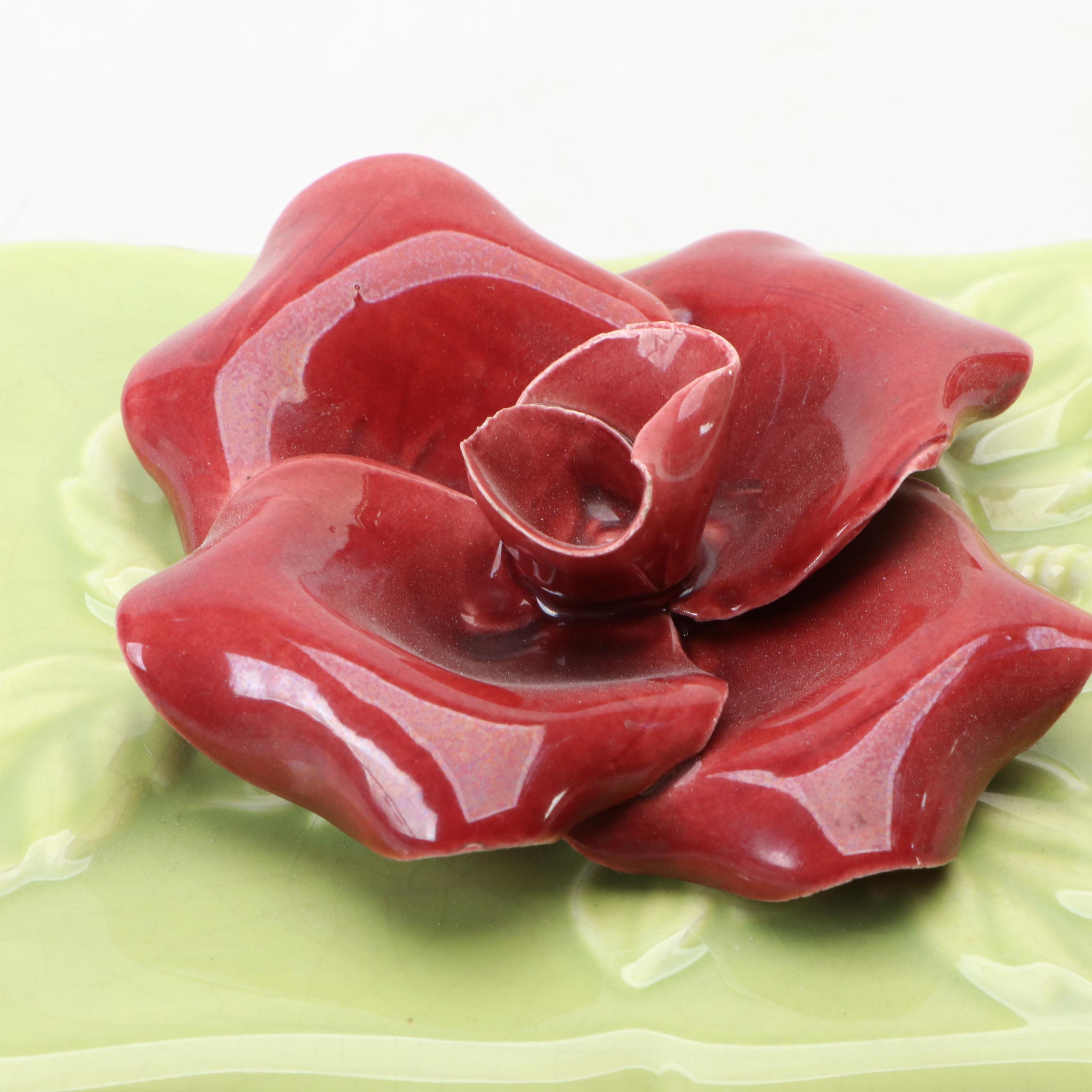 Lefton Porcelain & Other Floral Boxes, Ashtray and Figurine