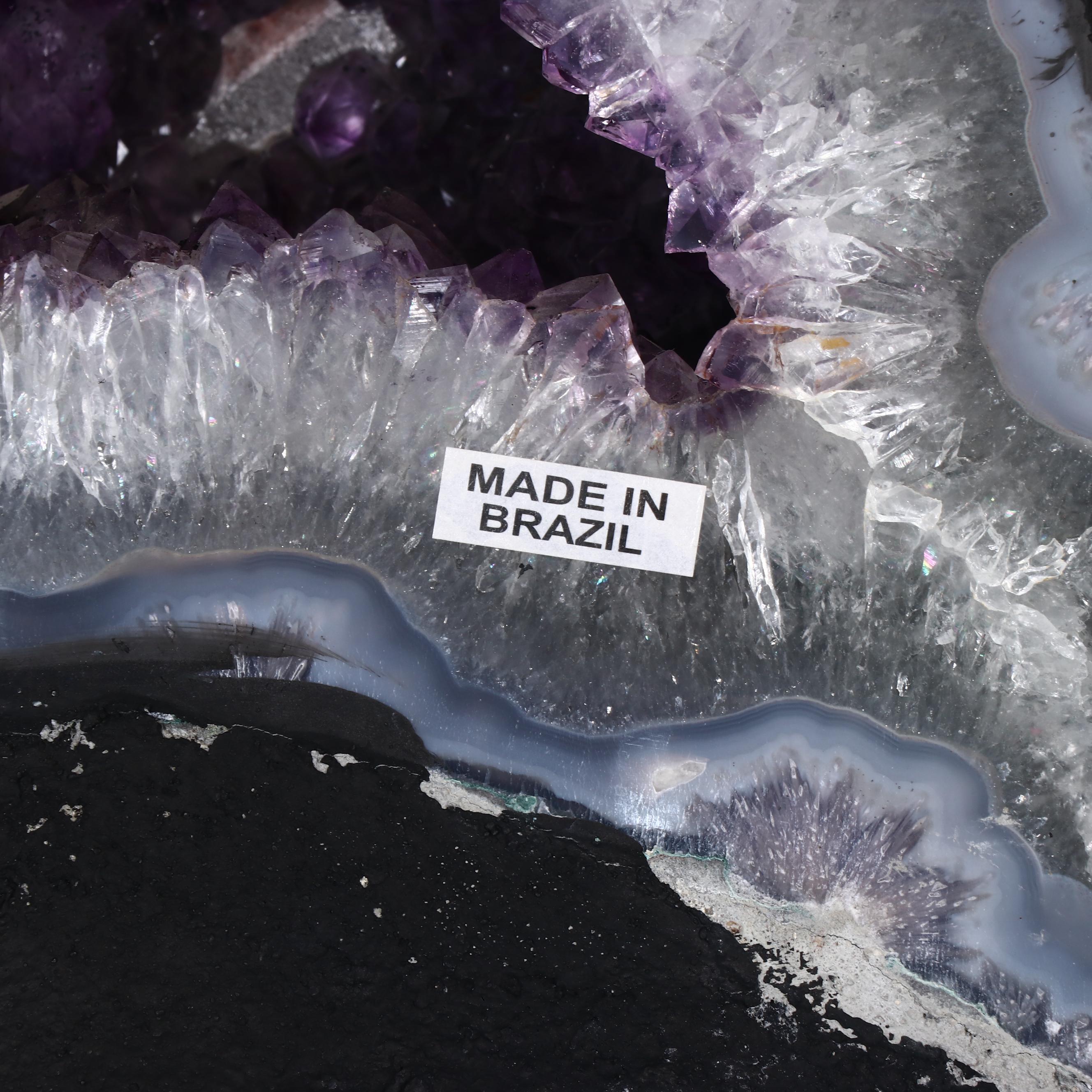 Brazilian Amethyst Geode Butterfly Wings on Stand