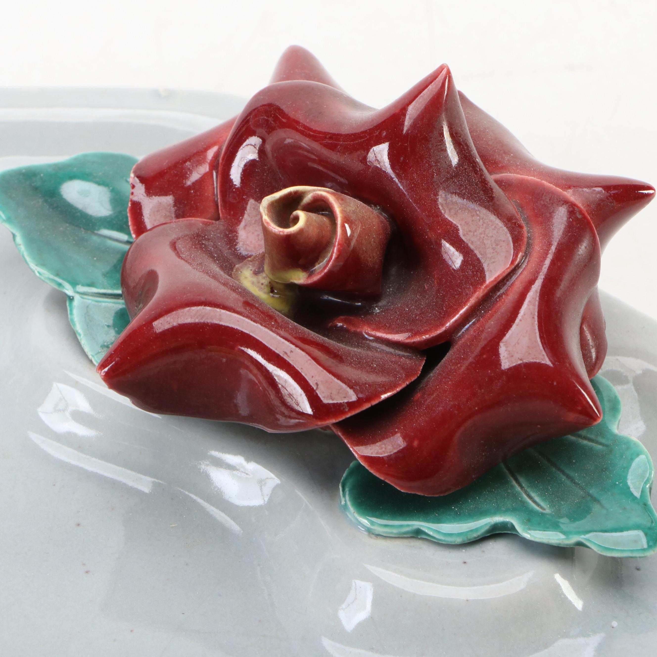 Lefton Porcelain & Other Floral Boxes, Ashtray and Figurine