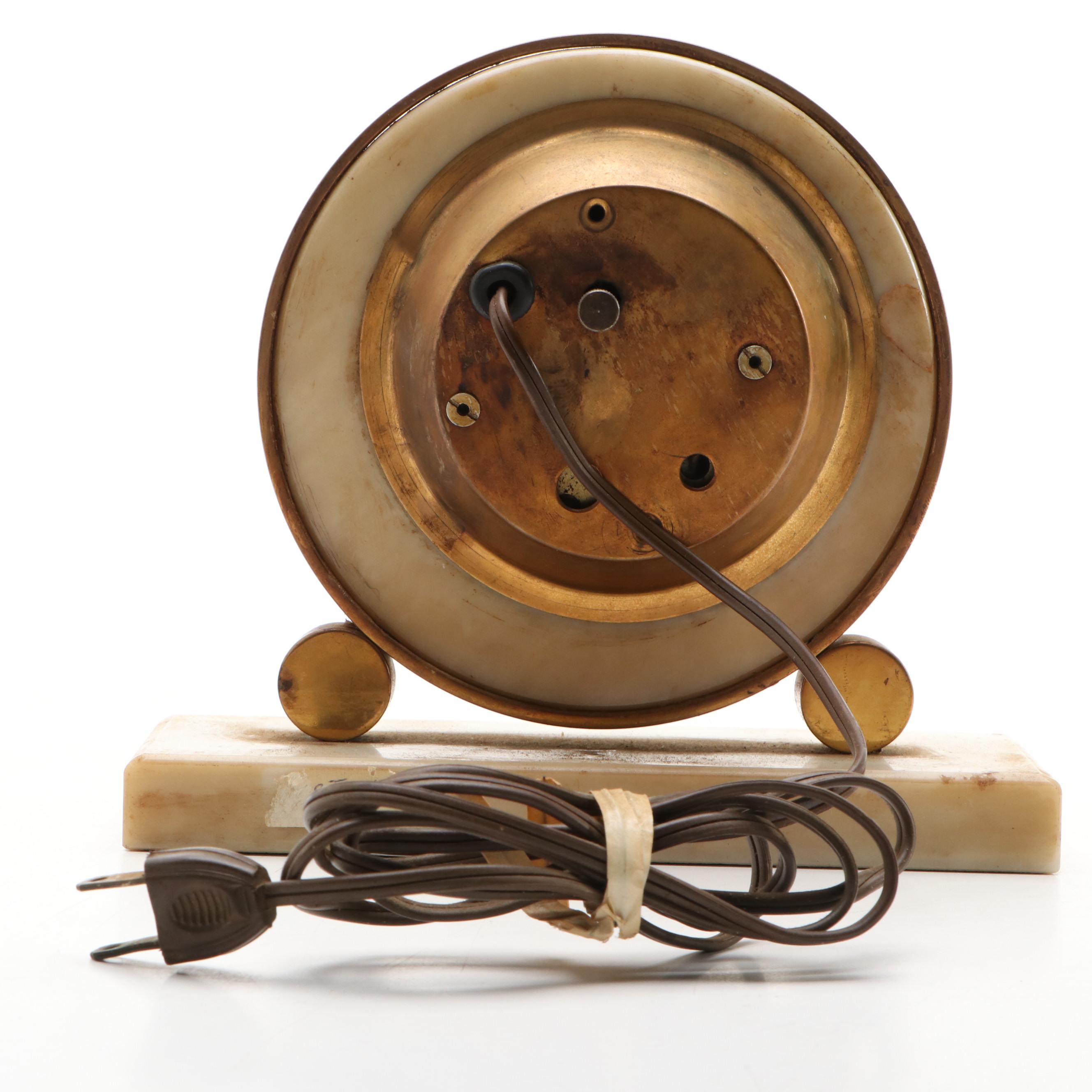 Sessions Art Deco Style Marble Electric Clock, Early to Mid-20th Century