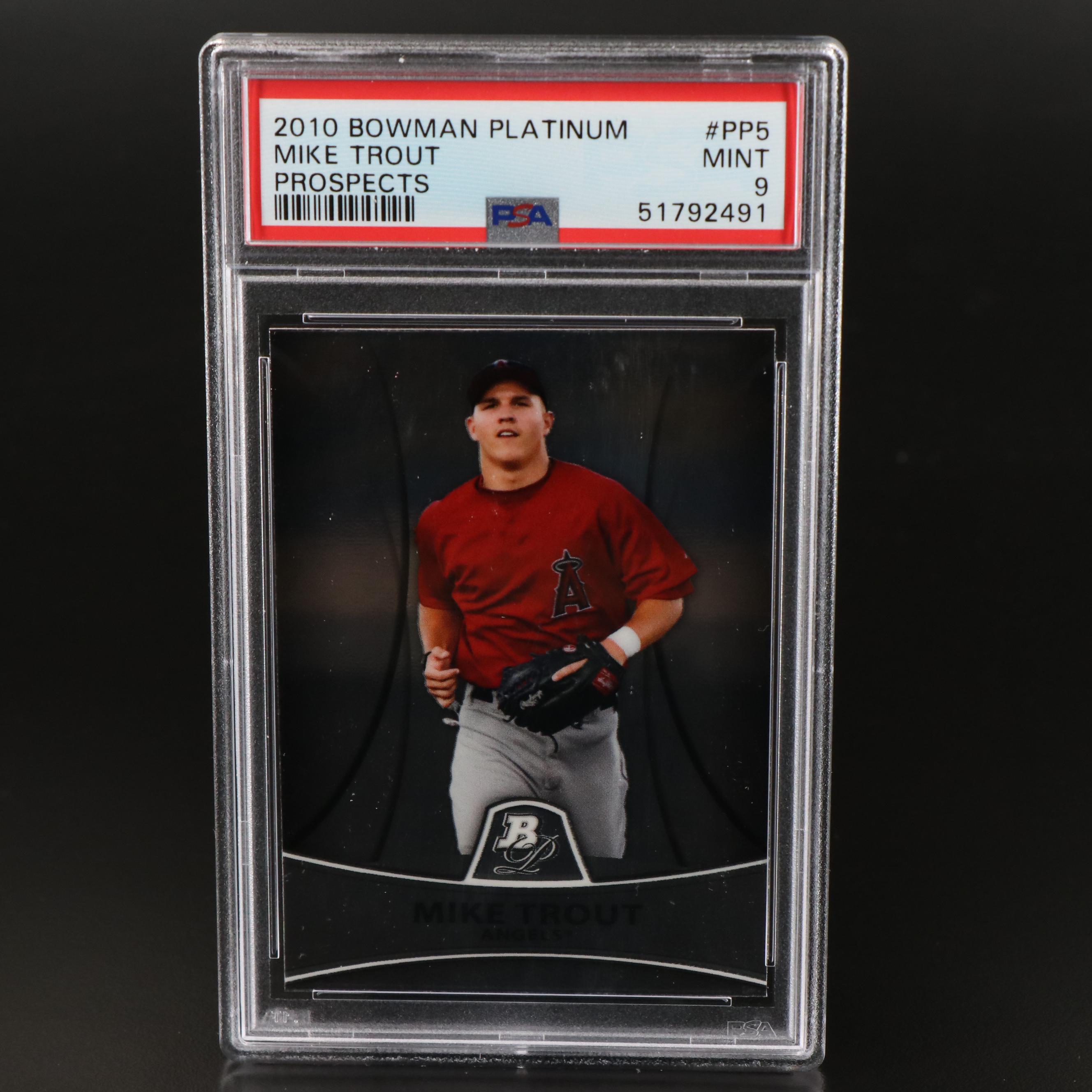2010 Bowman Platinum Mike Trout Prospect Baseball Card Graded PSA 9