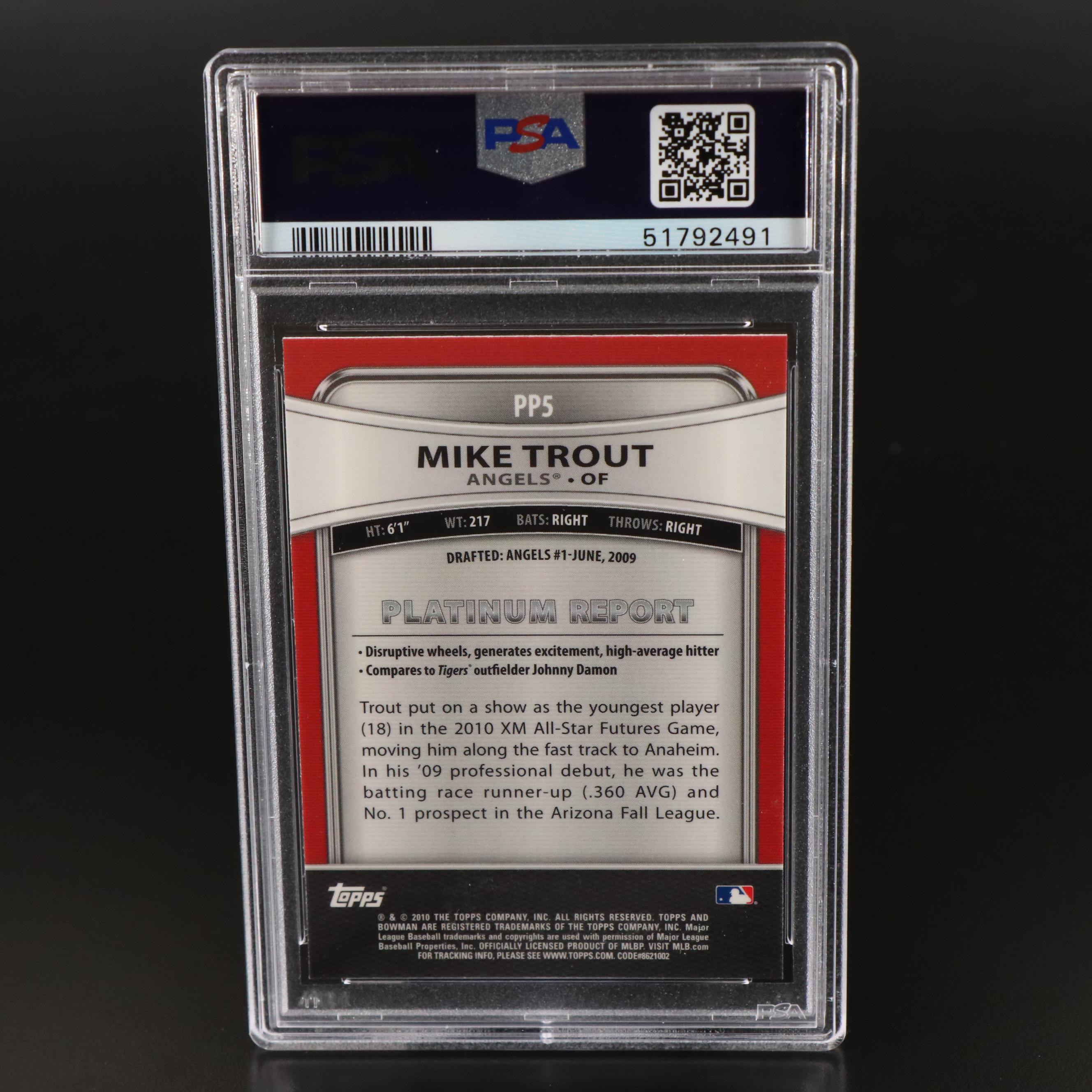 2010 Bowman Platinum Mike Trout Prospect Baseball Card Graded PSA 9