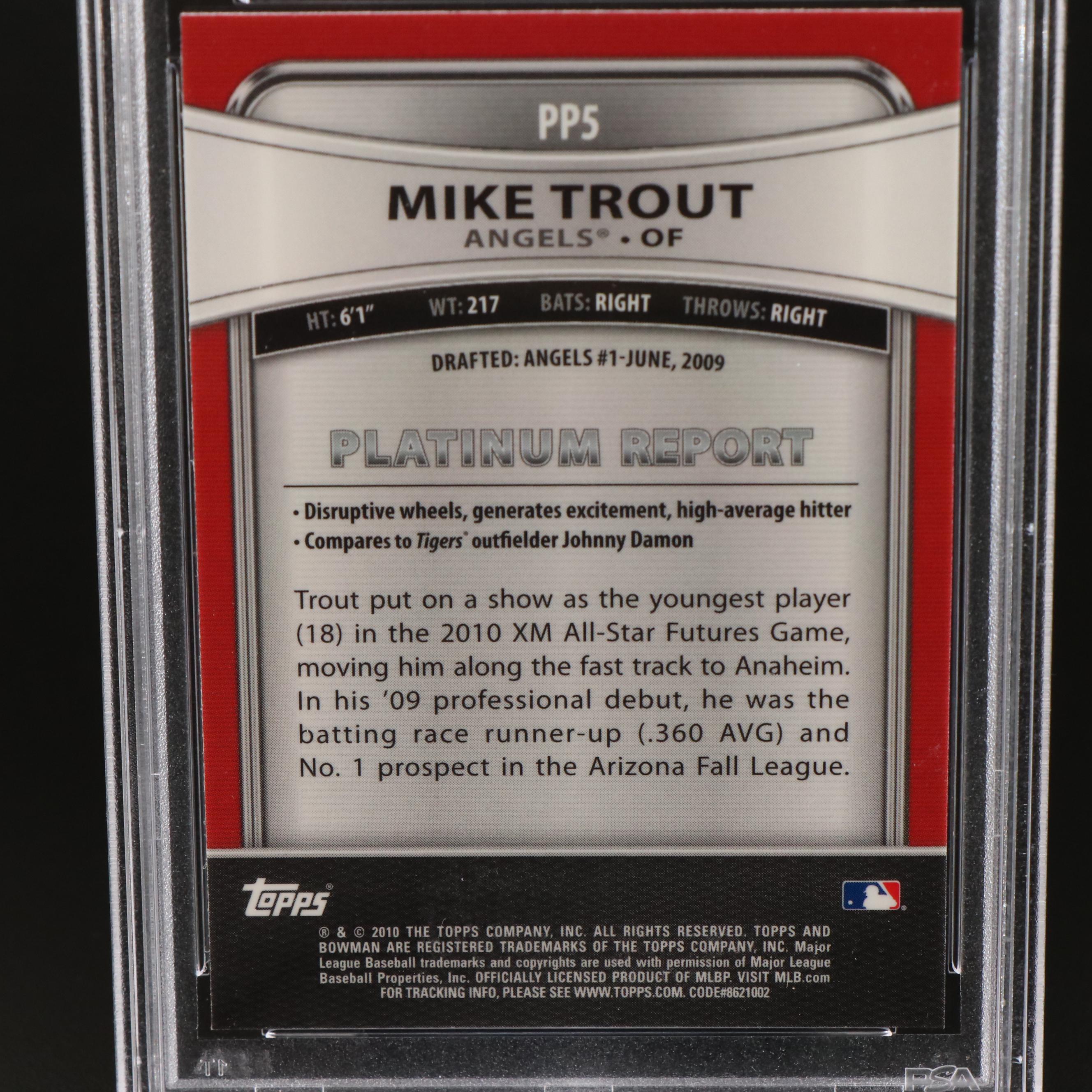 2010 Bowman Platinum Mike Trout Prospect Baseball Card Graded PSA 9